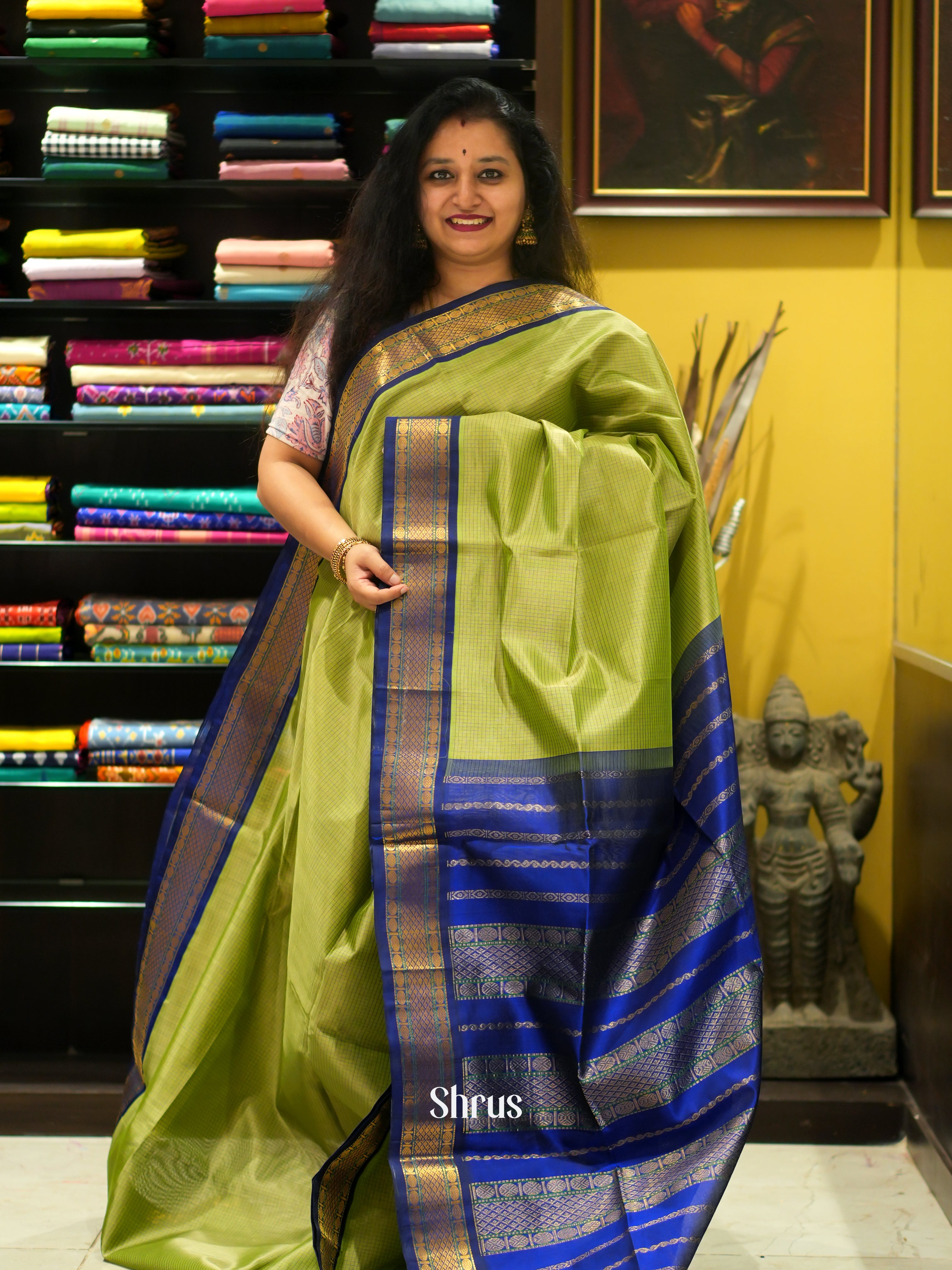 Green & Blue - Silk Cotton Saree