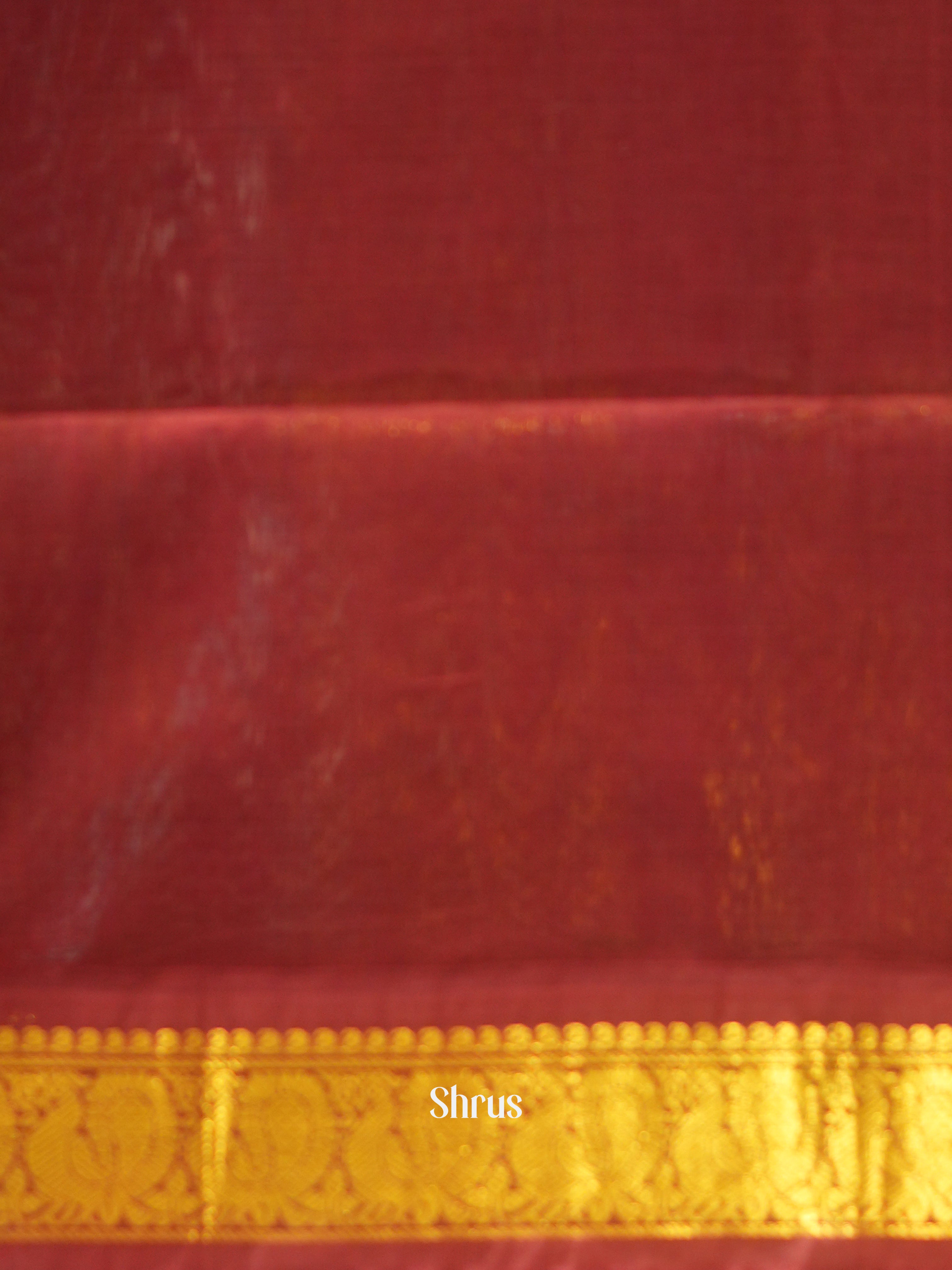 Greyish Blue & Maroon - Silk Cotton Saree