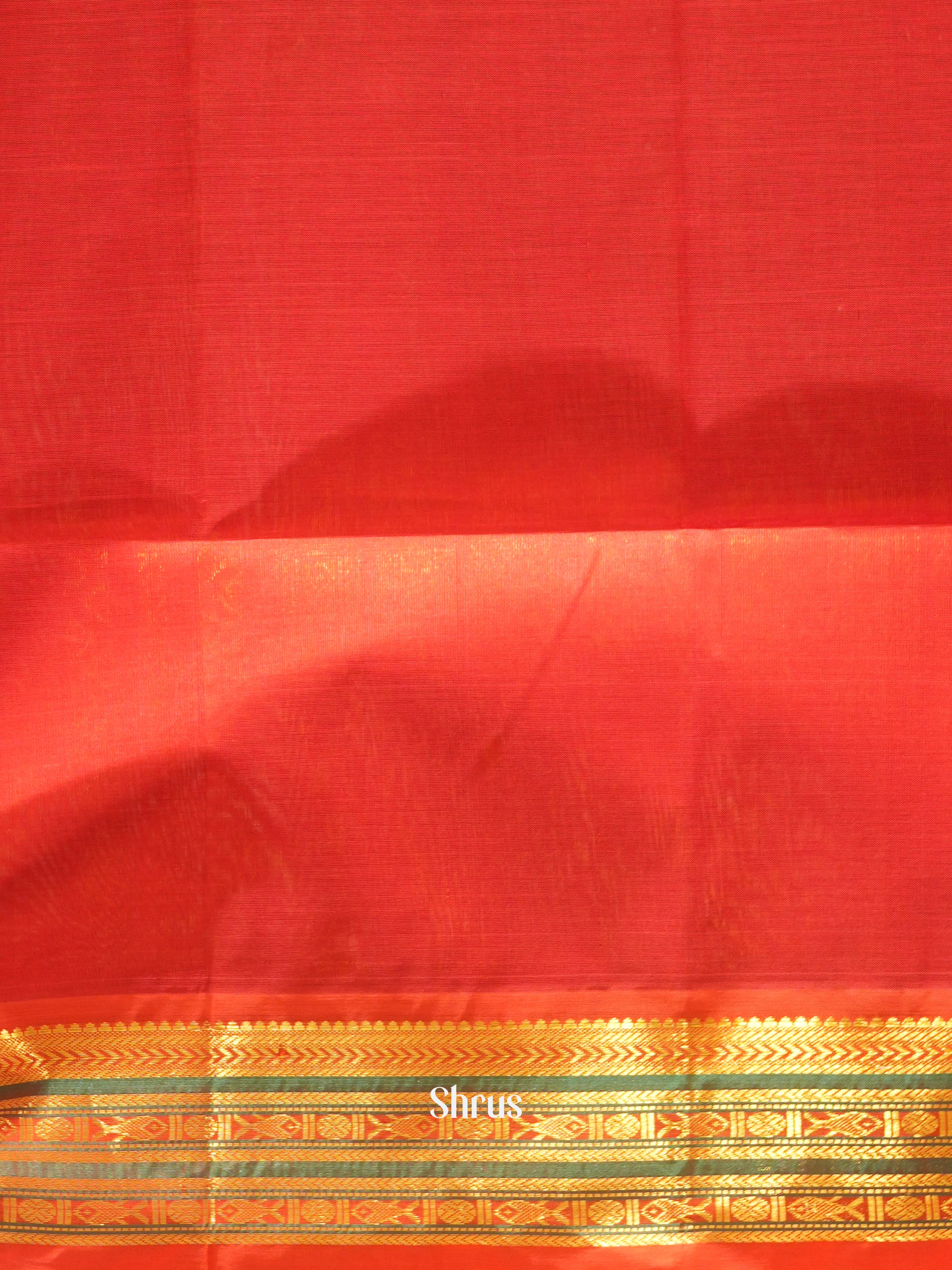 Dusty Pink & Red - Silk Cotton Saree