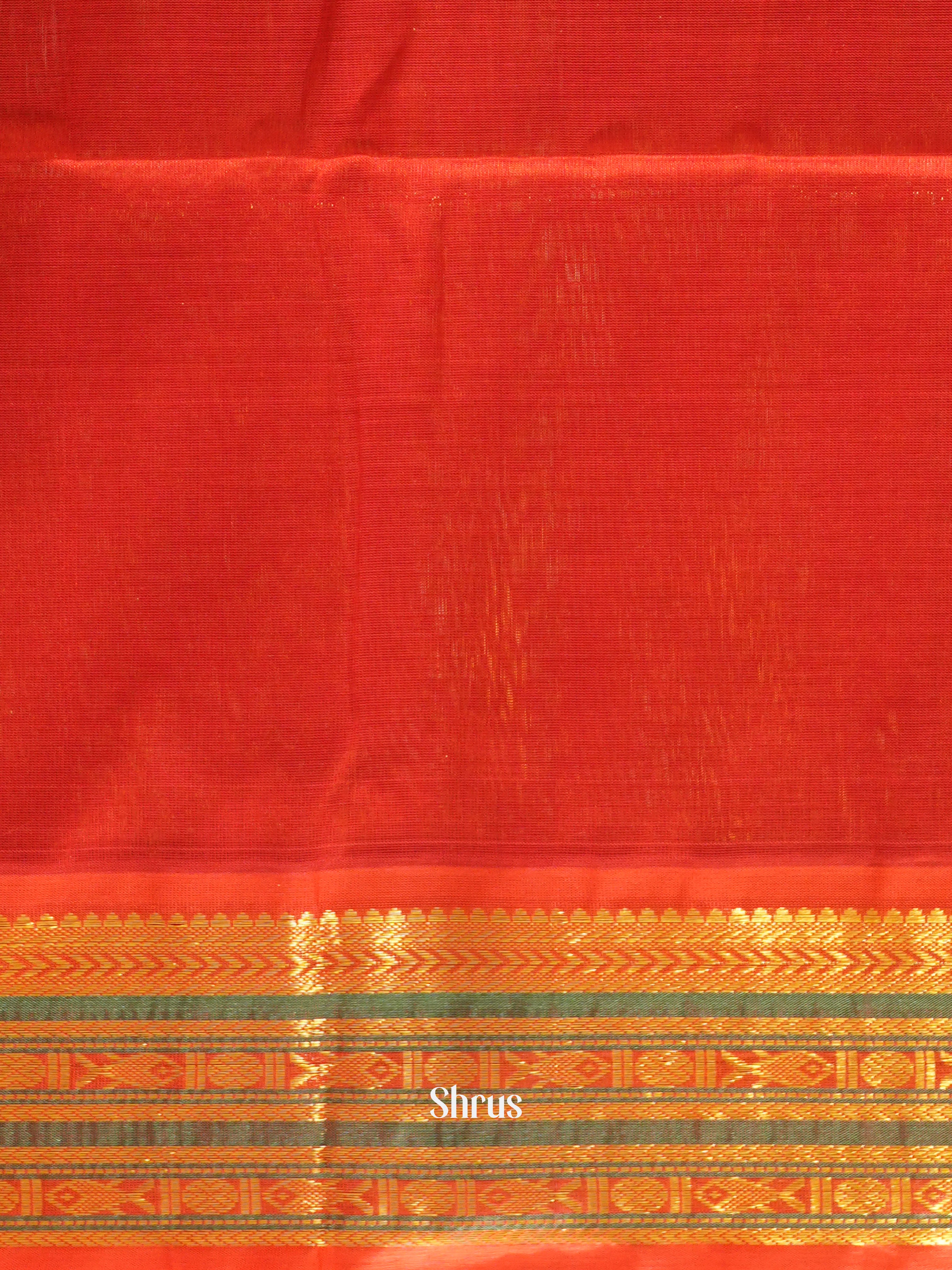 Lemon Yellow & Red - Silk Cotton Saree