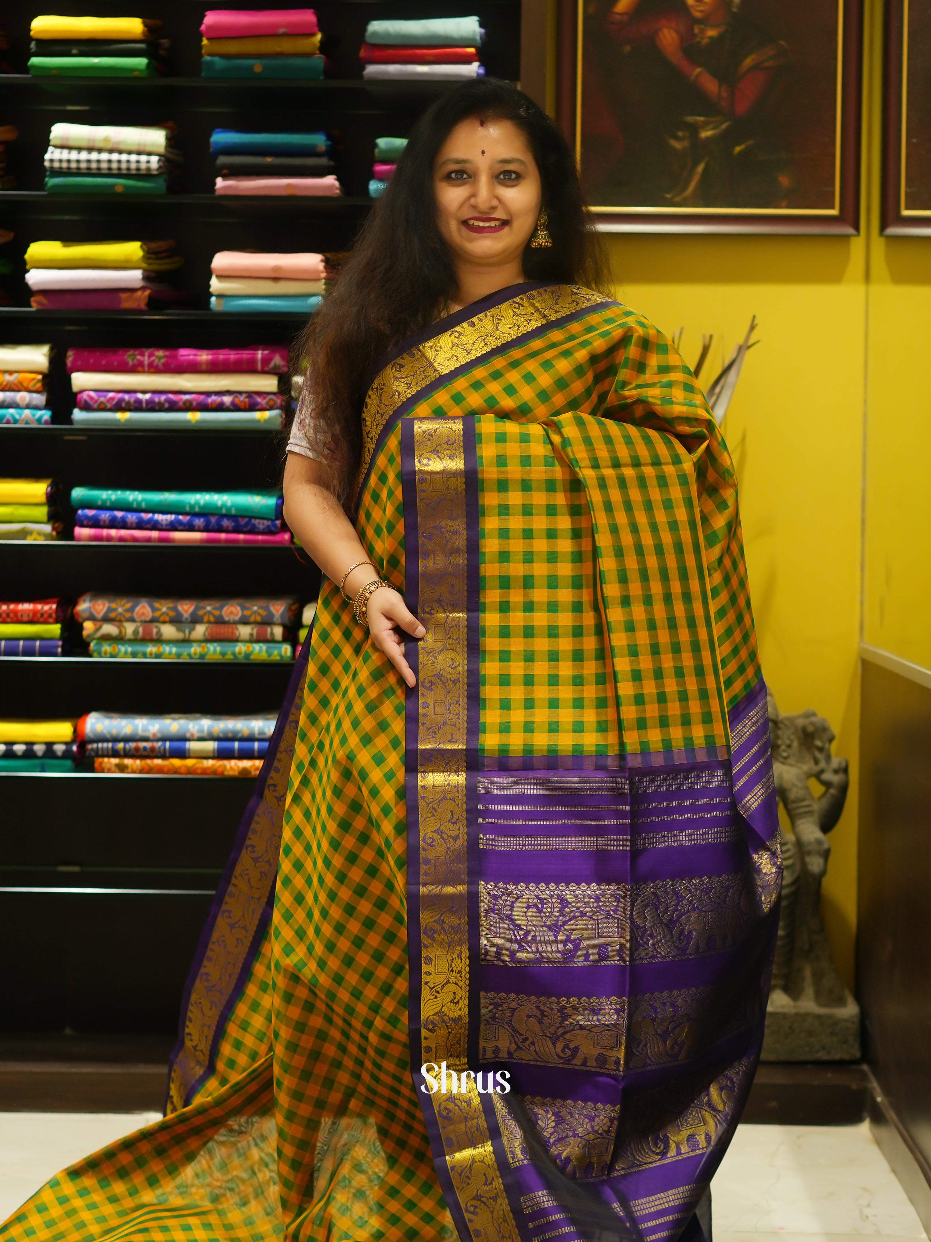 Green & Violet - Silk Cotton Saree