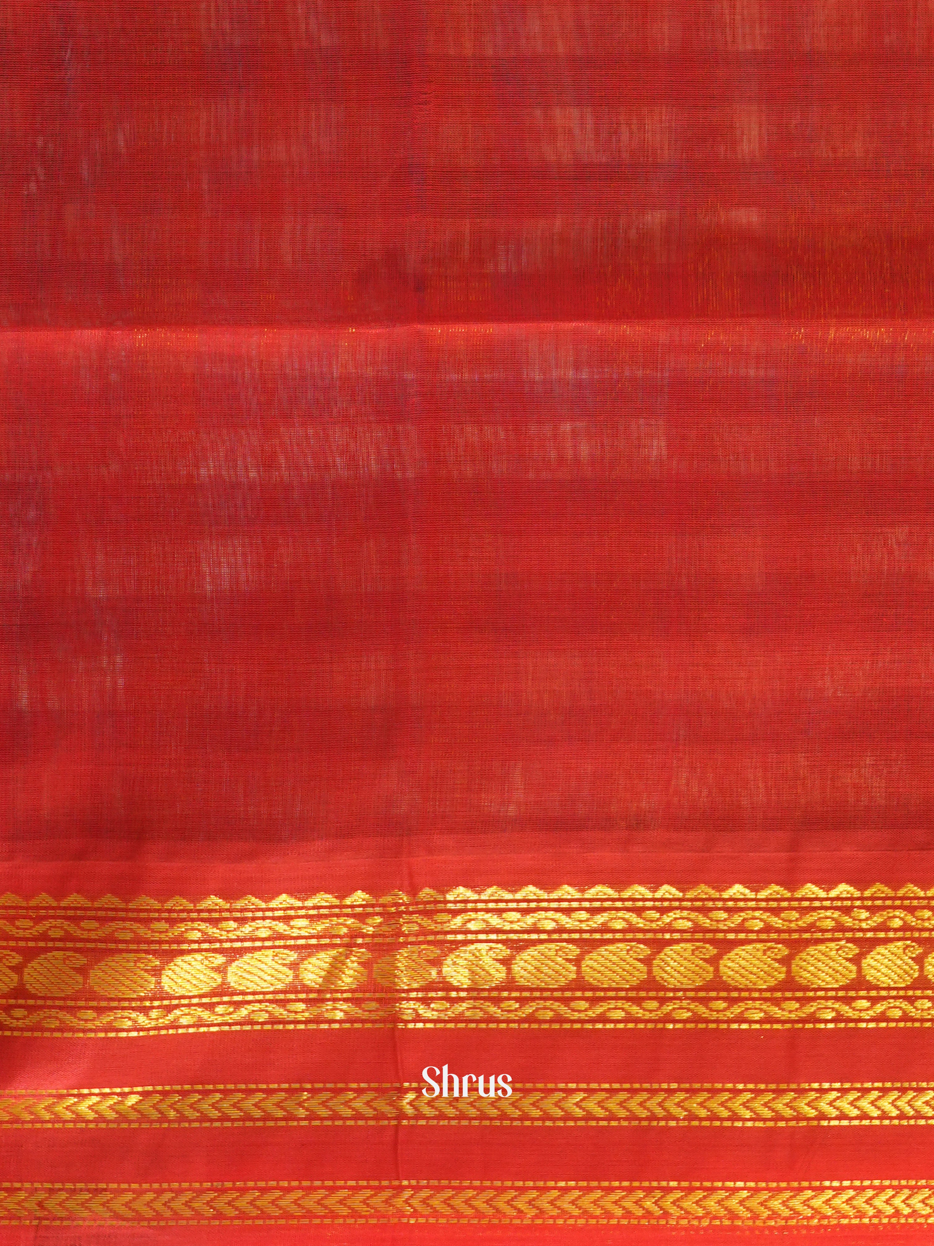 Blue & Red - Silk Cotton Saree