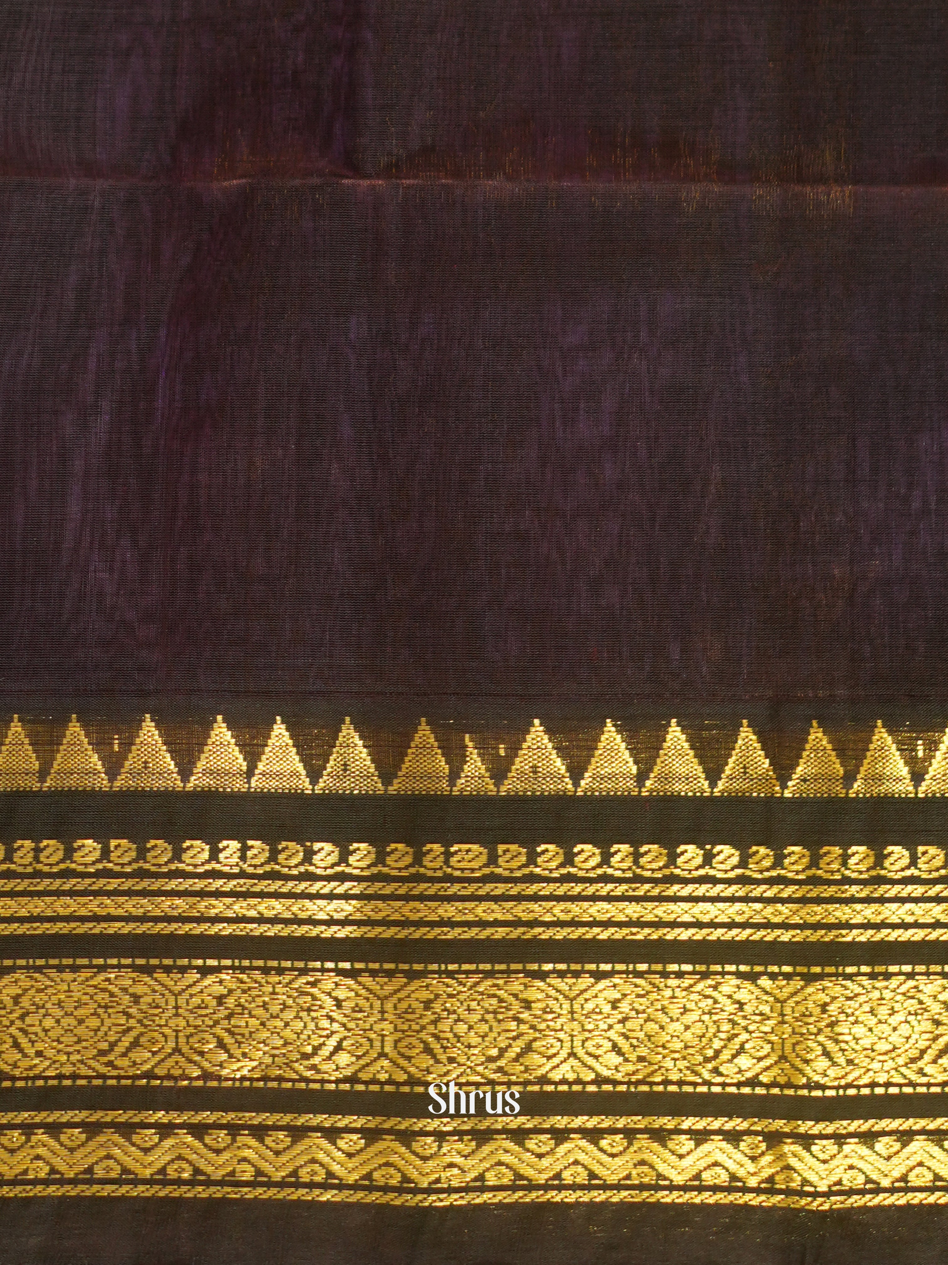 Purple & Brown - Silk Cotton Saree