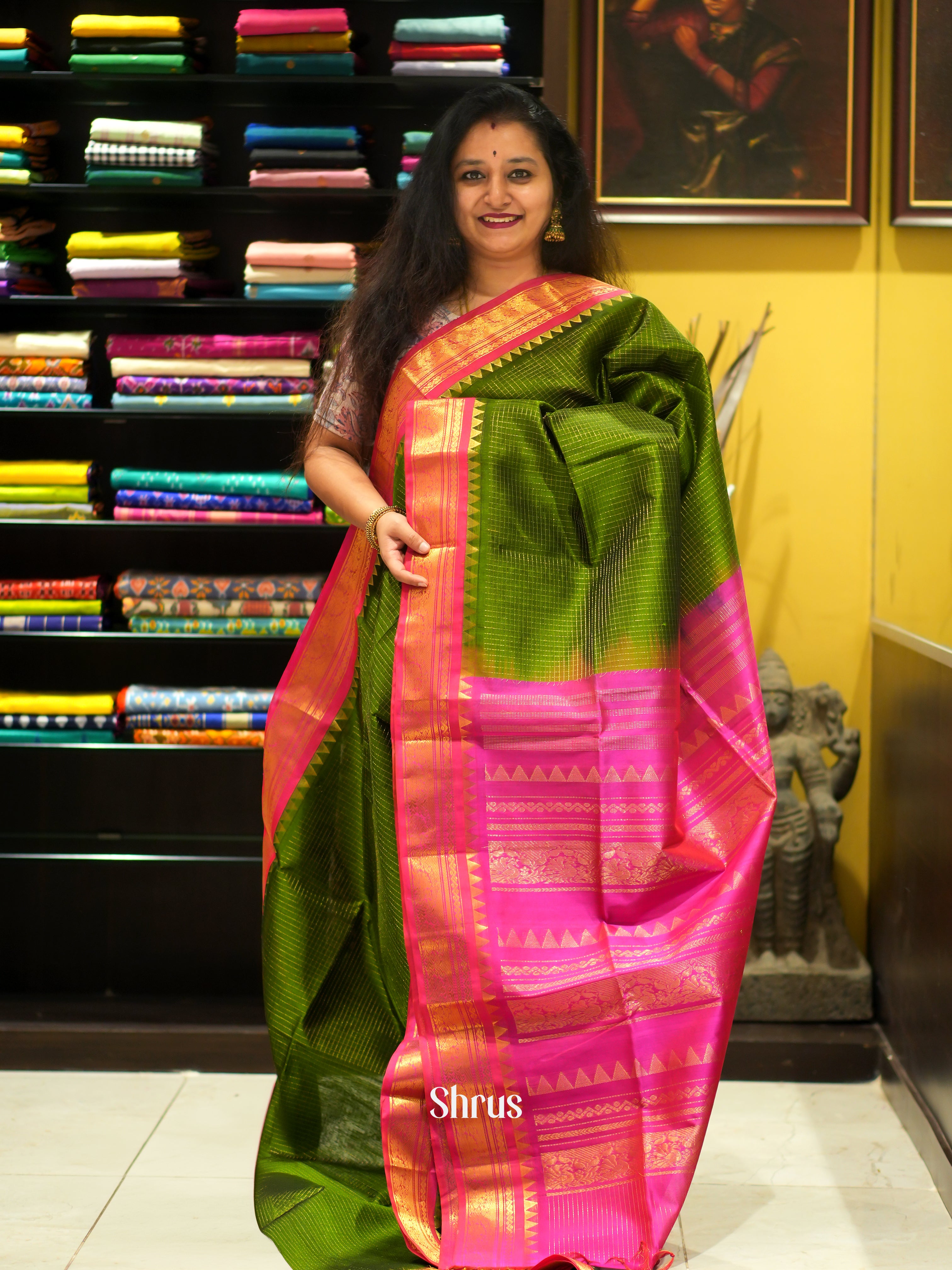 Green & Pink - Silk Cotton Saree