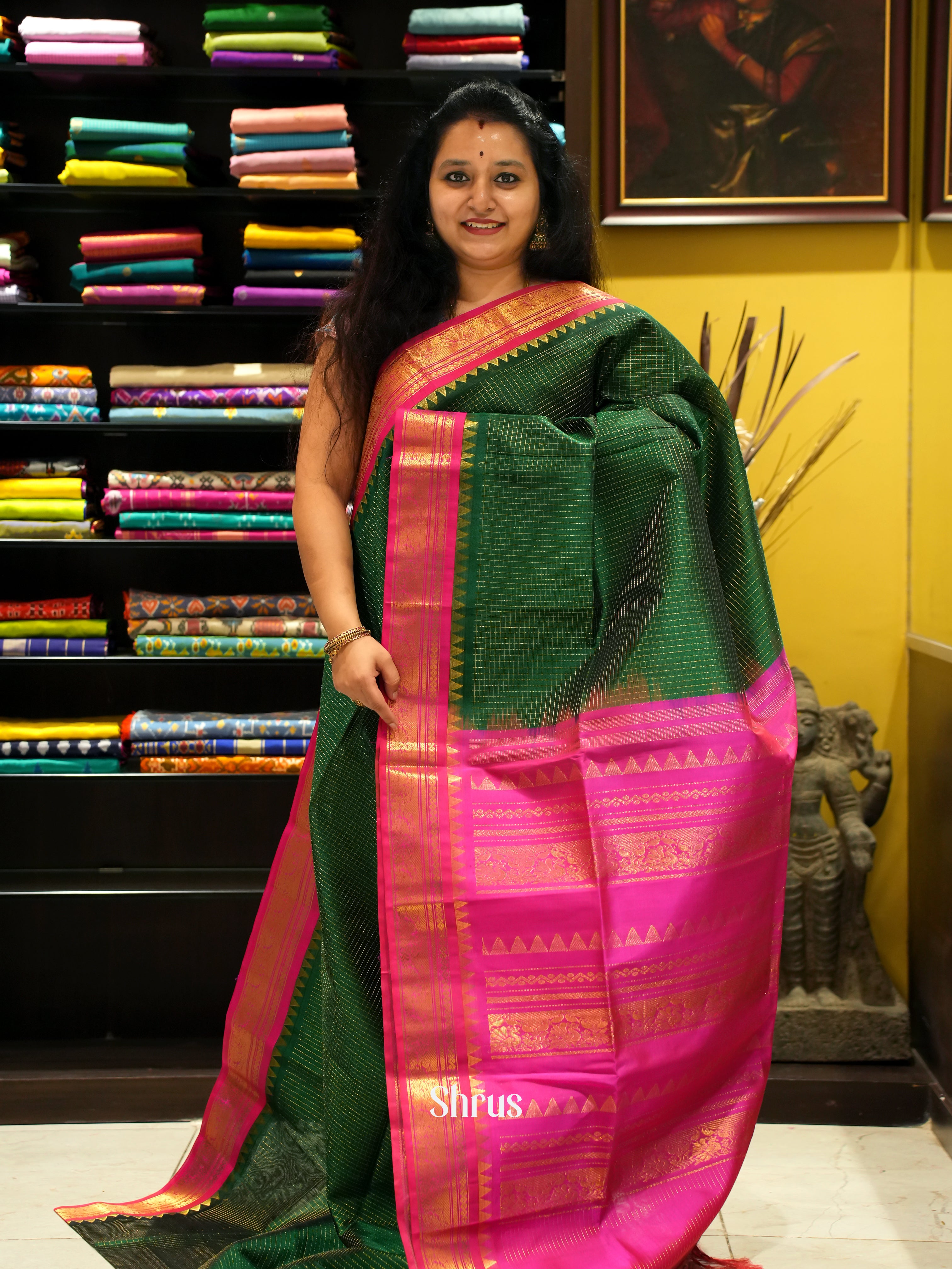 Green & Pink - Silk Cotton Saree