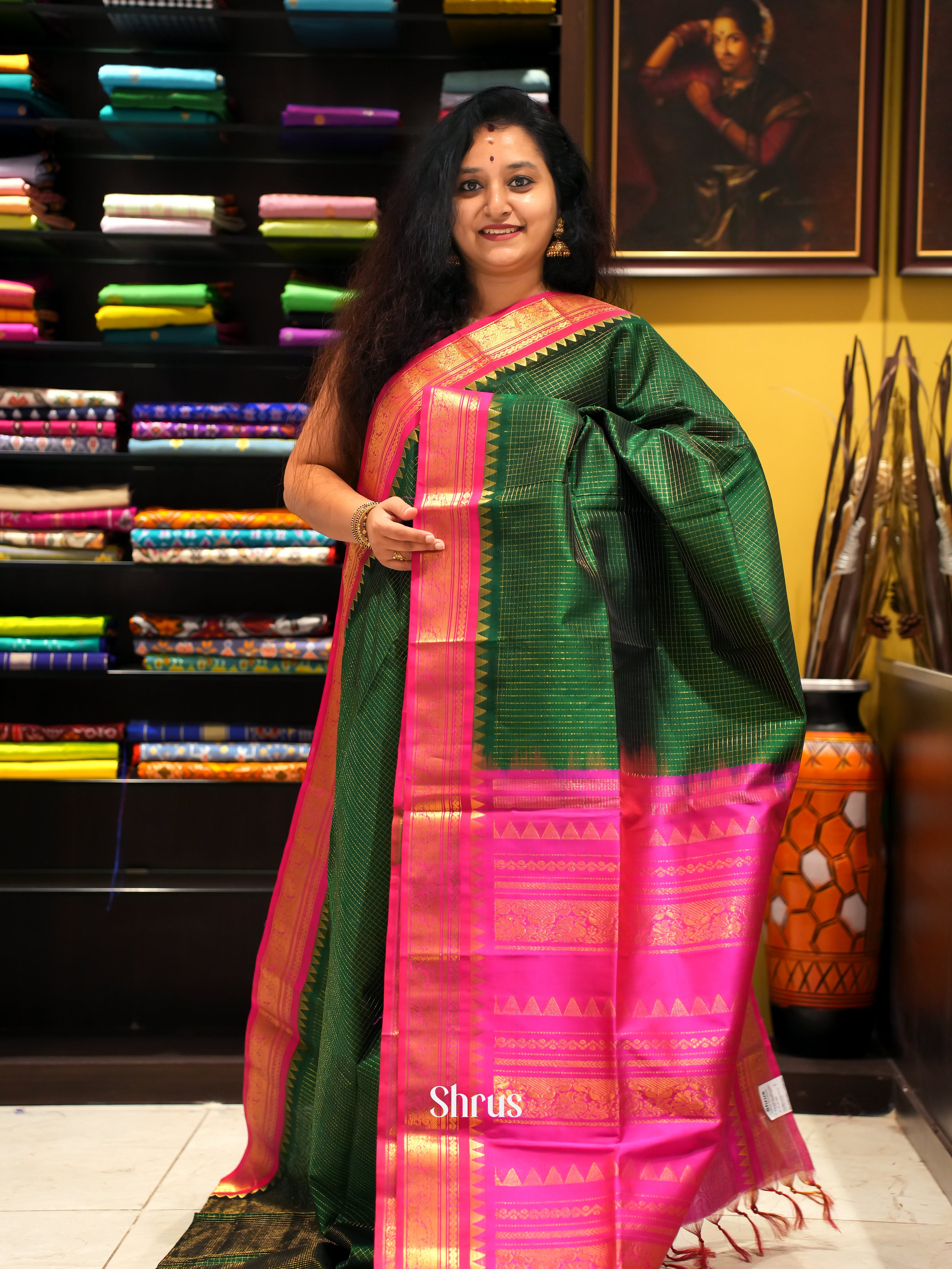 Green & Pink - Silk Cotton Saree