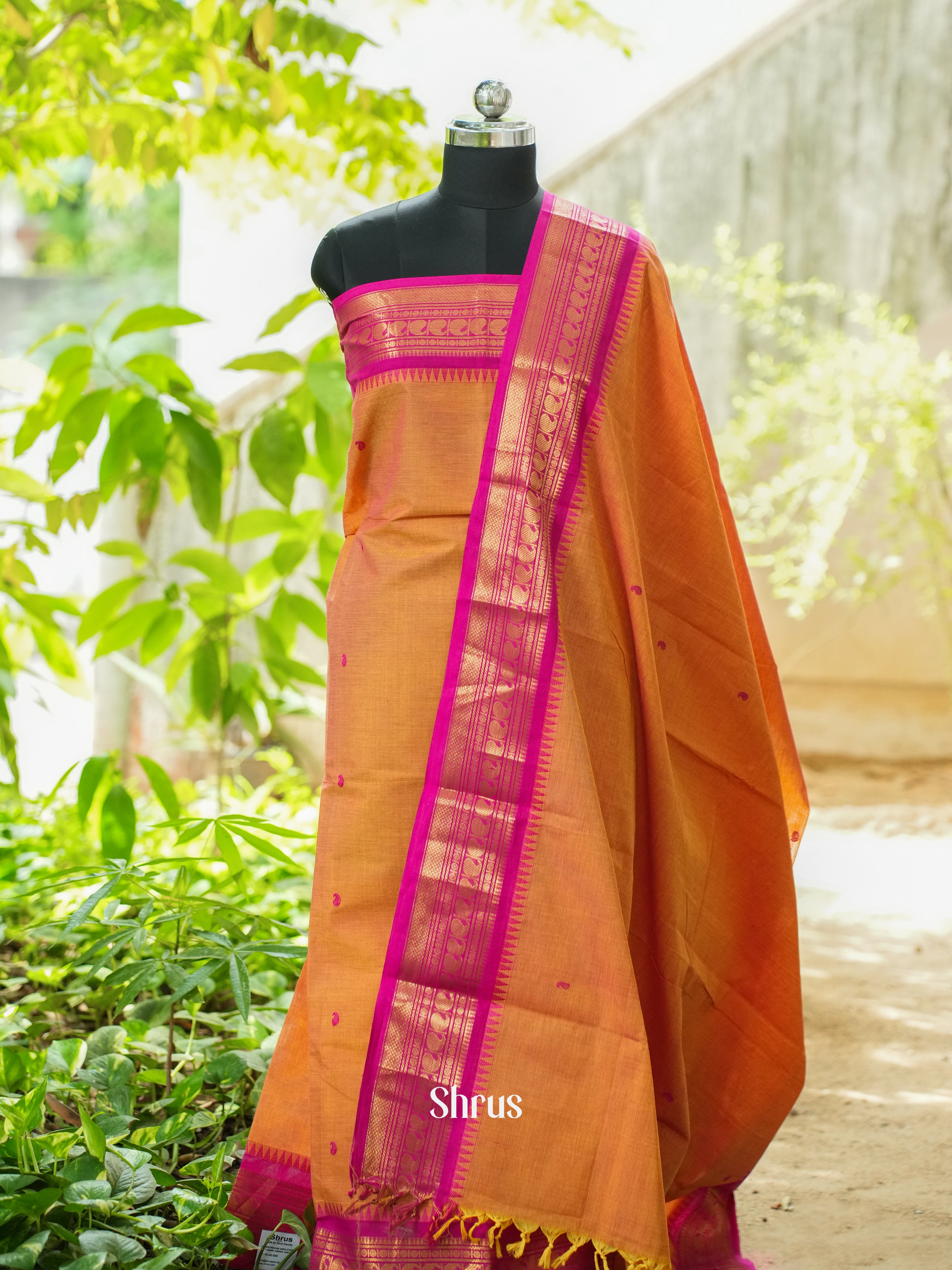 Mustard & Pink - Chettinad Top &  Dupatta