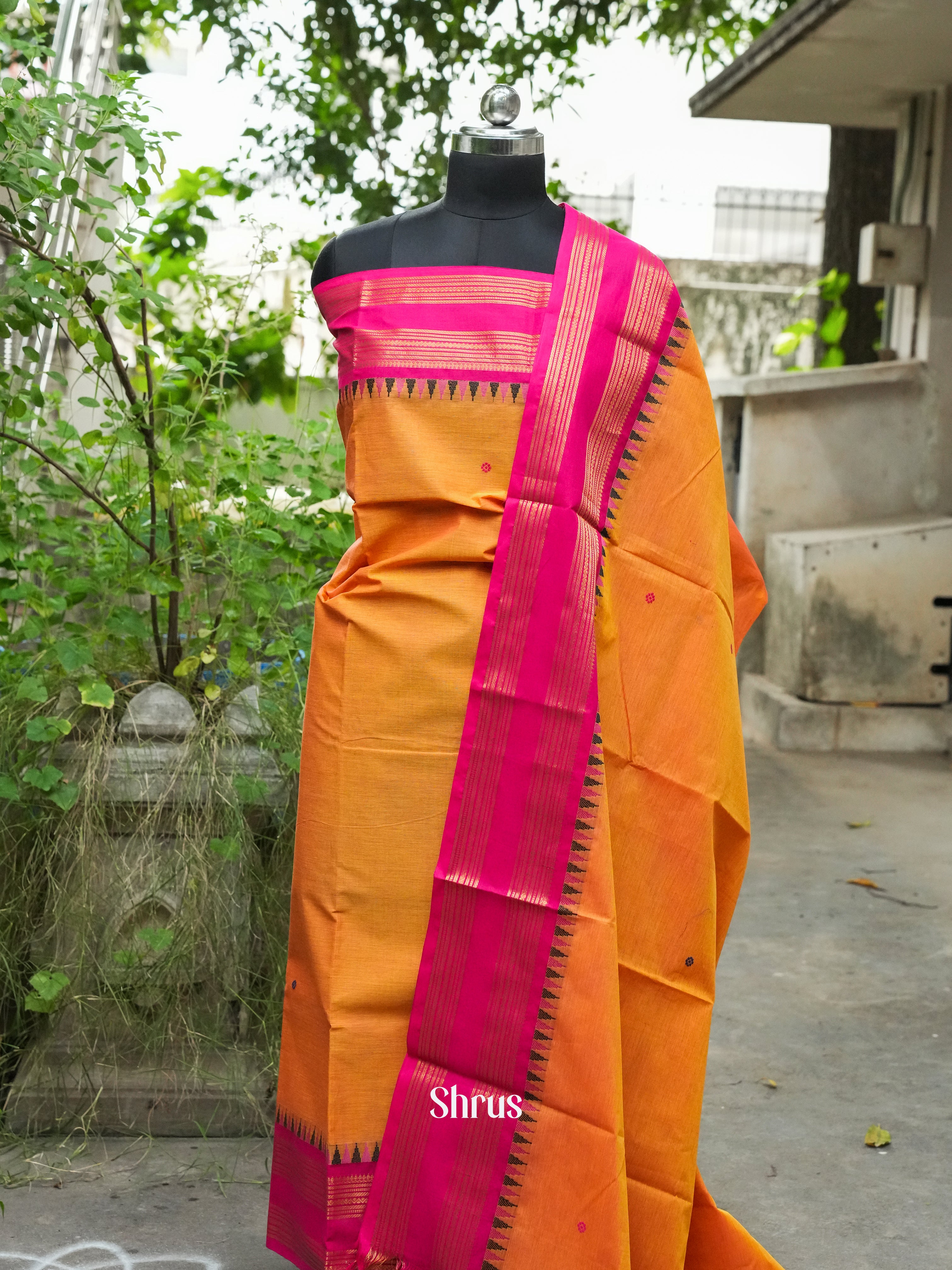 Mustard & Pink - Chettinad Top & Dupatta