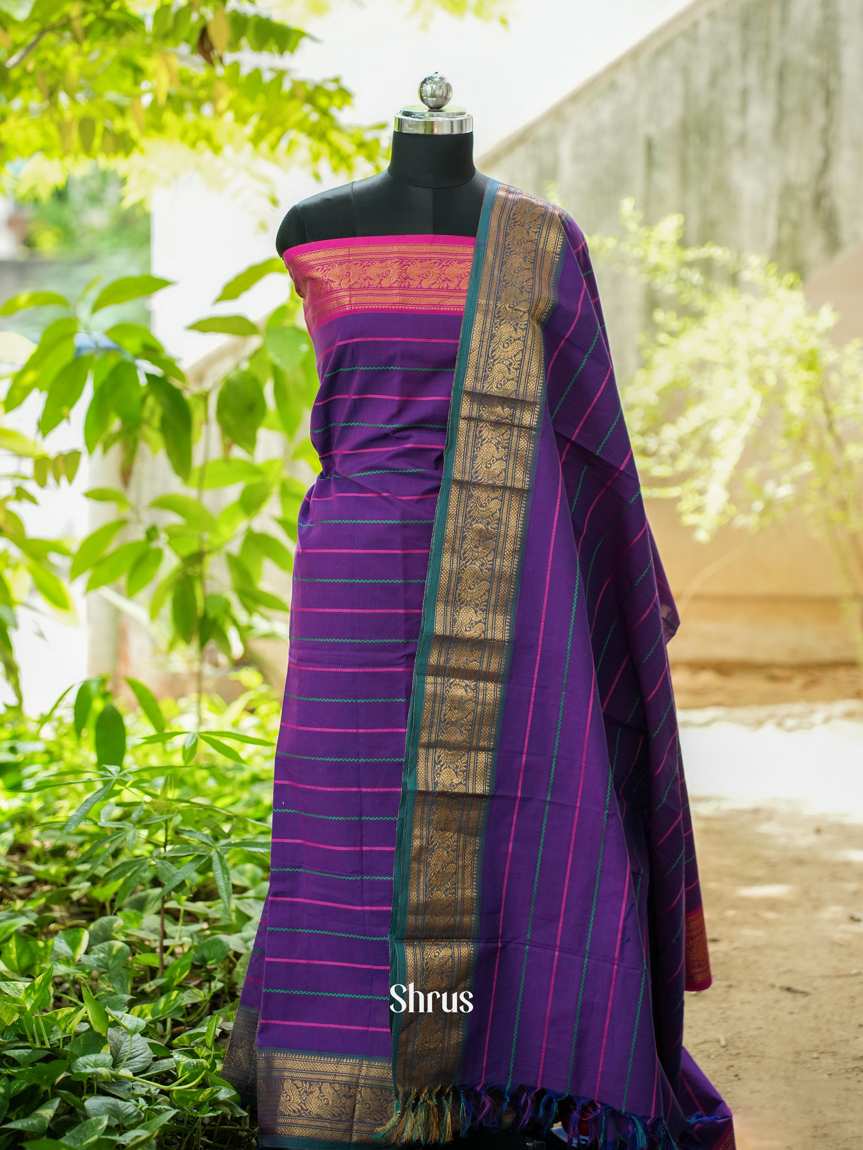 Purple & Pink - Chettinad Top & Dupatta