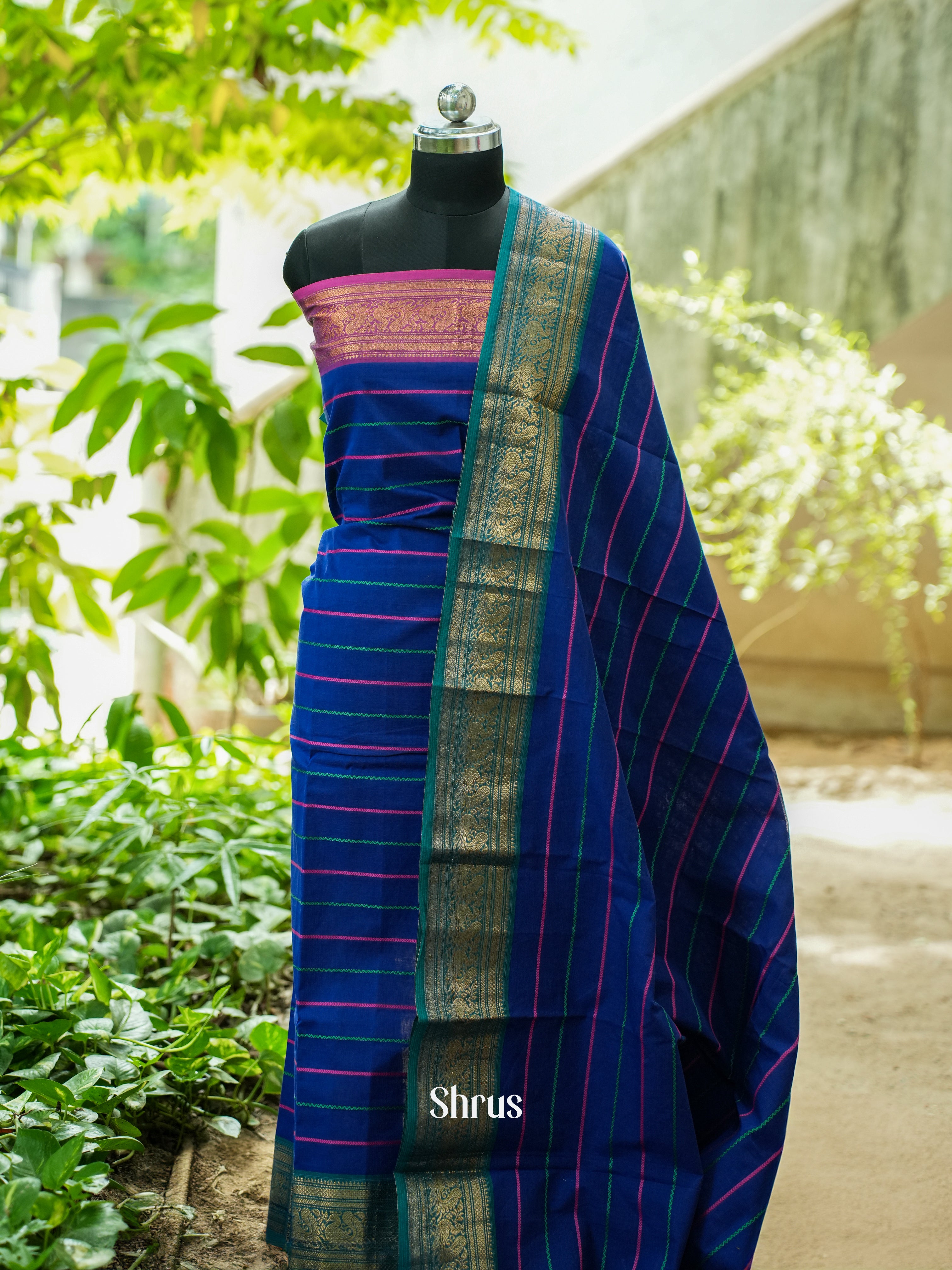 Blue & Green - Chettinad Top & Dupatta