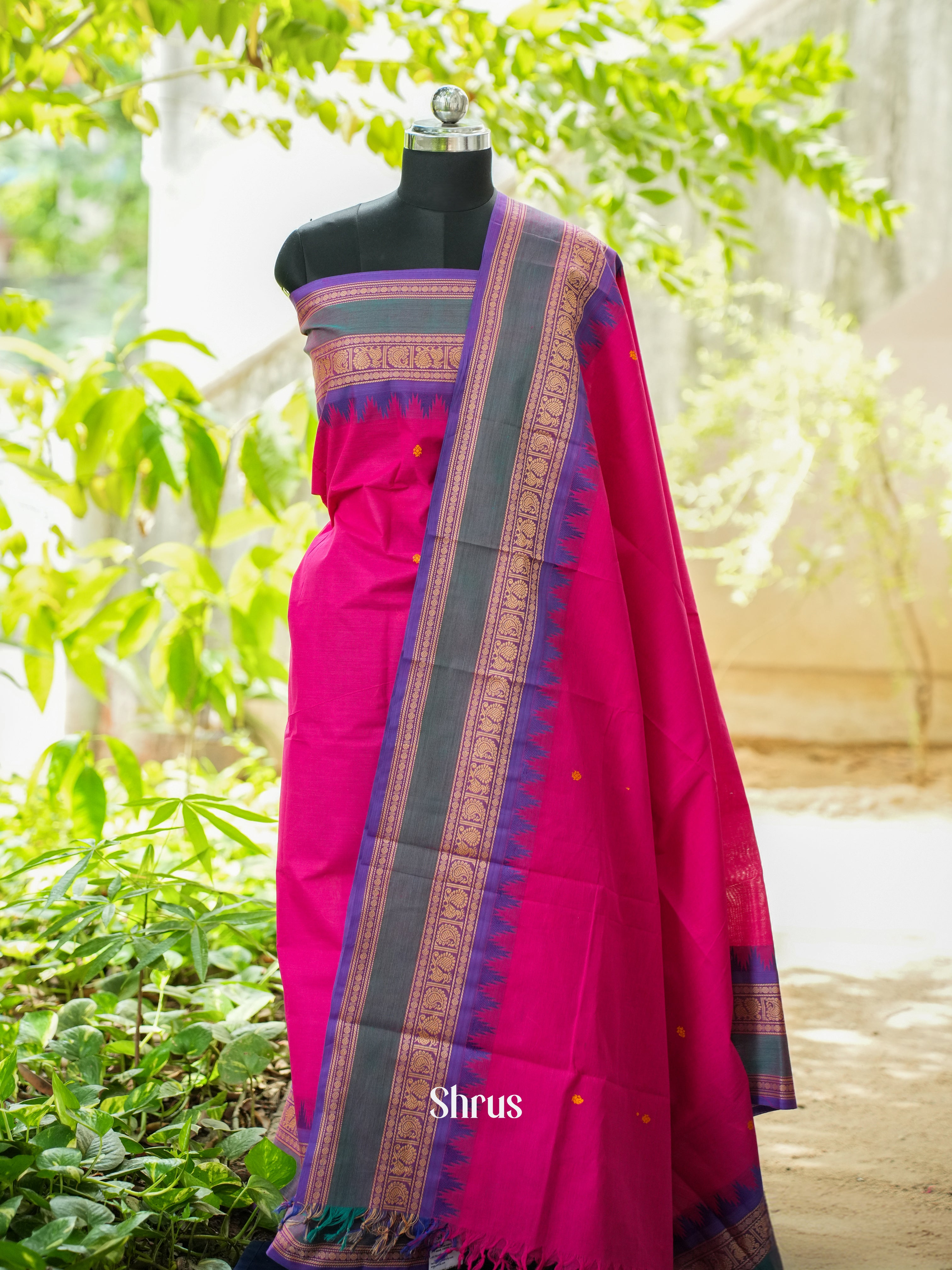 Pink & Purple - Chettinad Top & Dupatta