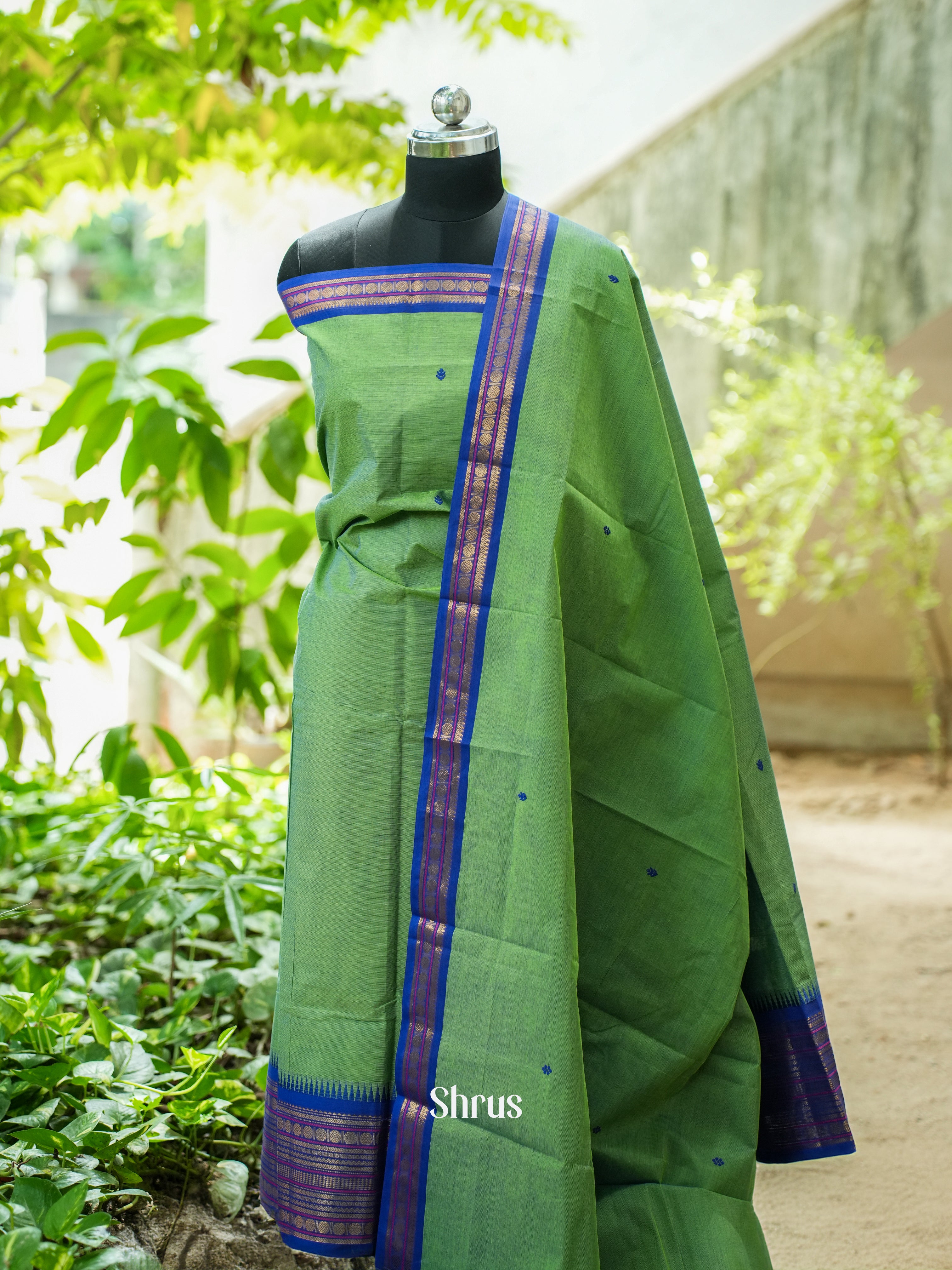 Green & Blue - Chettinad Top & Dupatta