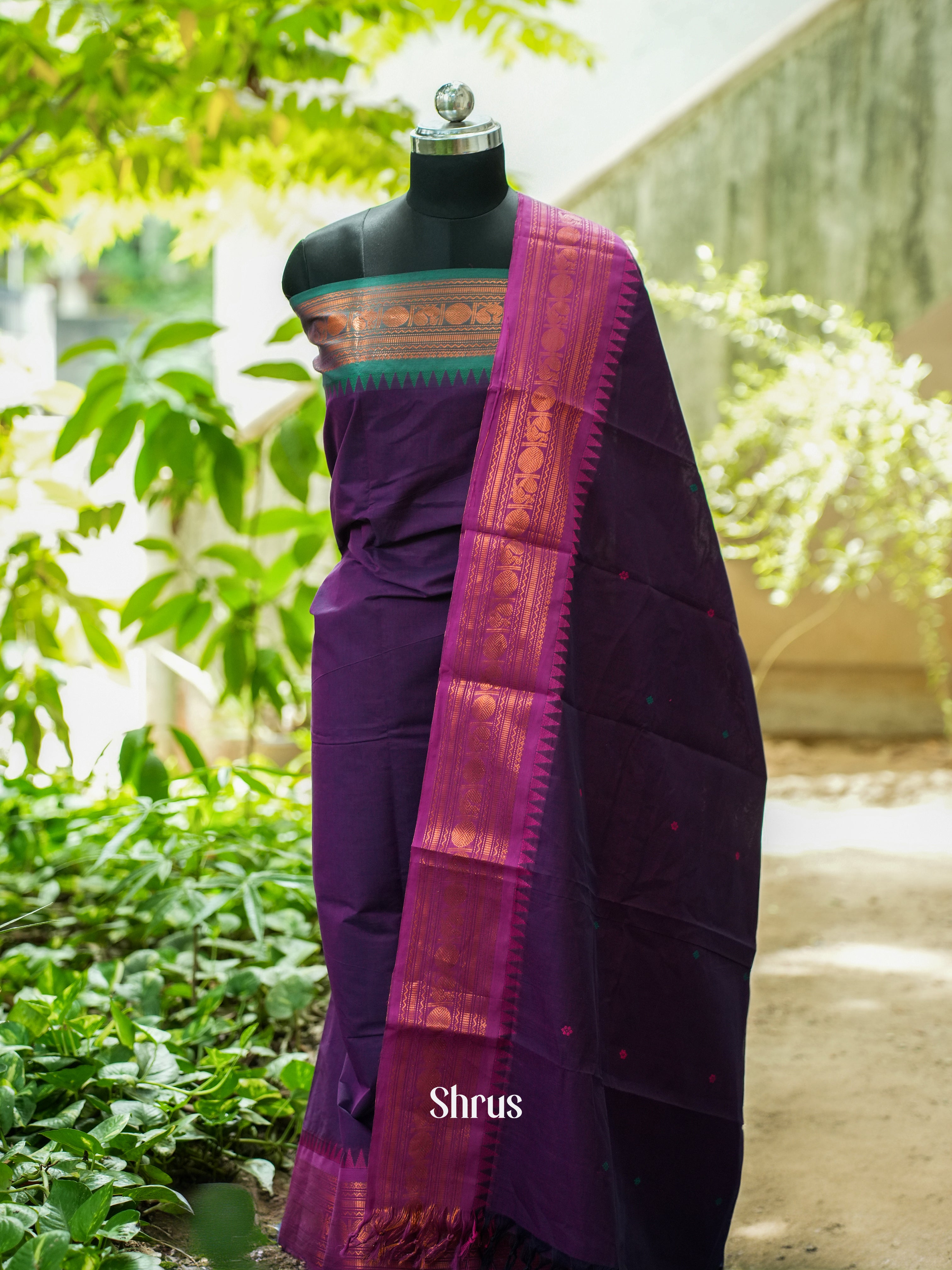 Violet & Purple - Chettinad Top & Dupatta