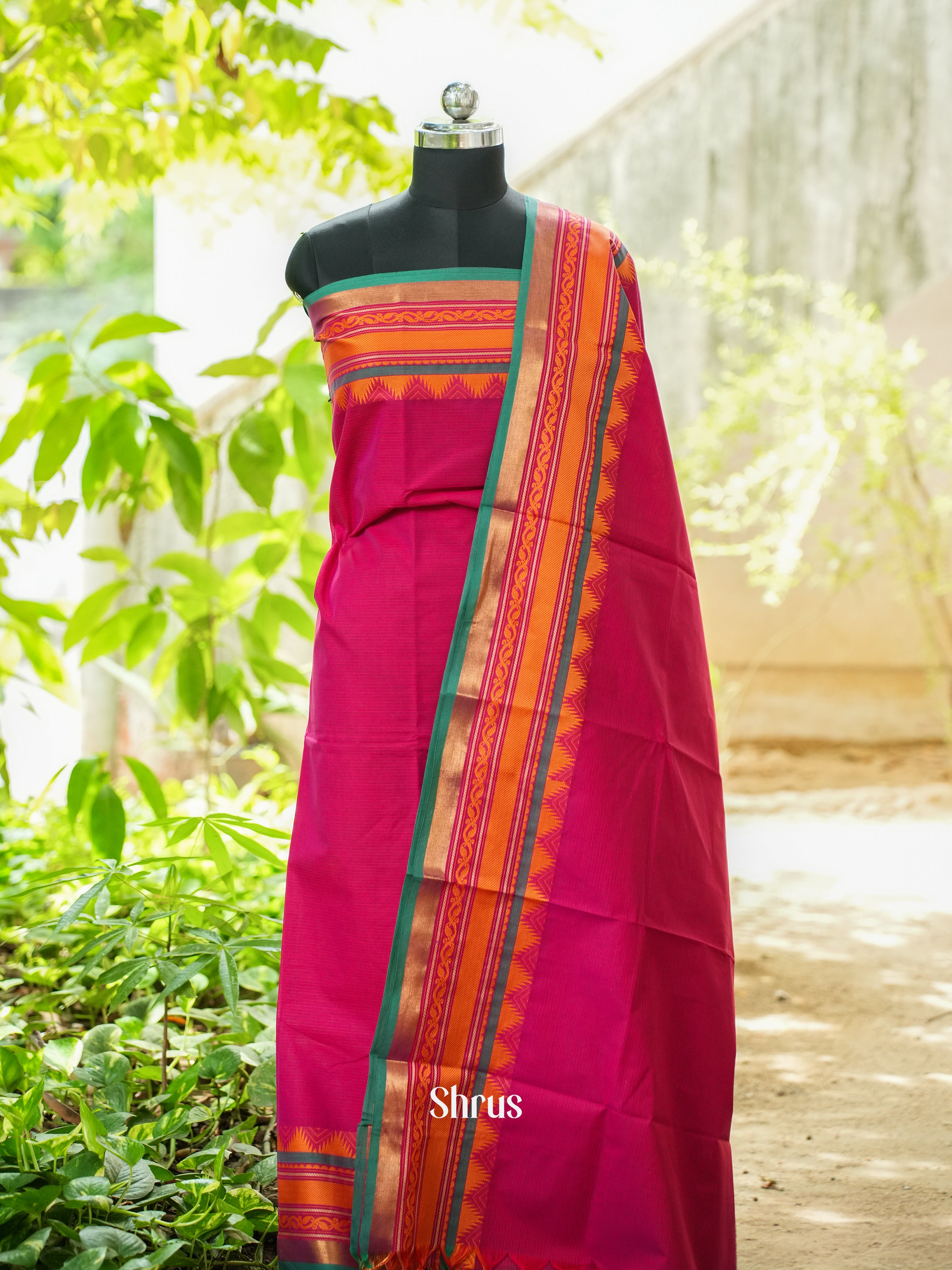 Pink & Green- Chettinad Top & Dupatta