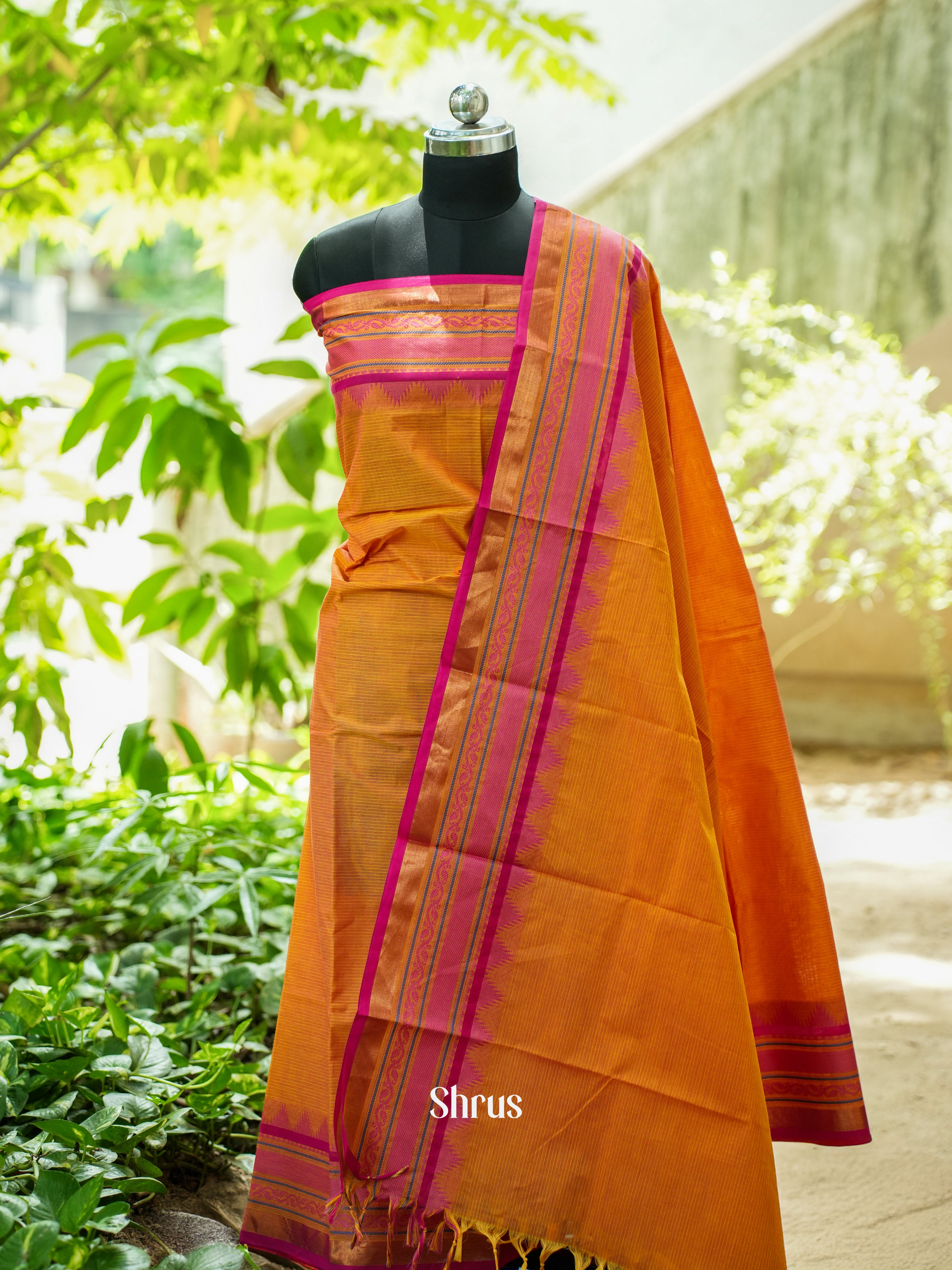 Mustard & Pink - Chettinad Top & Dupatta