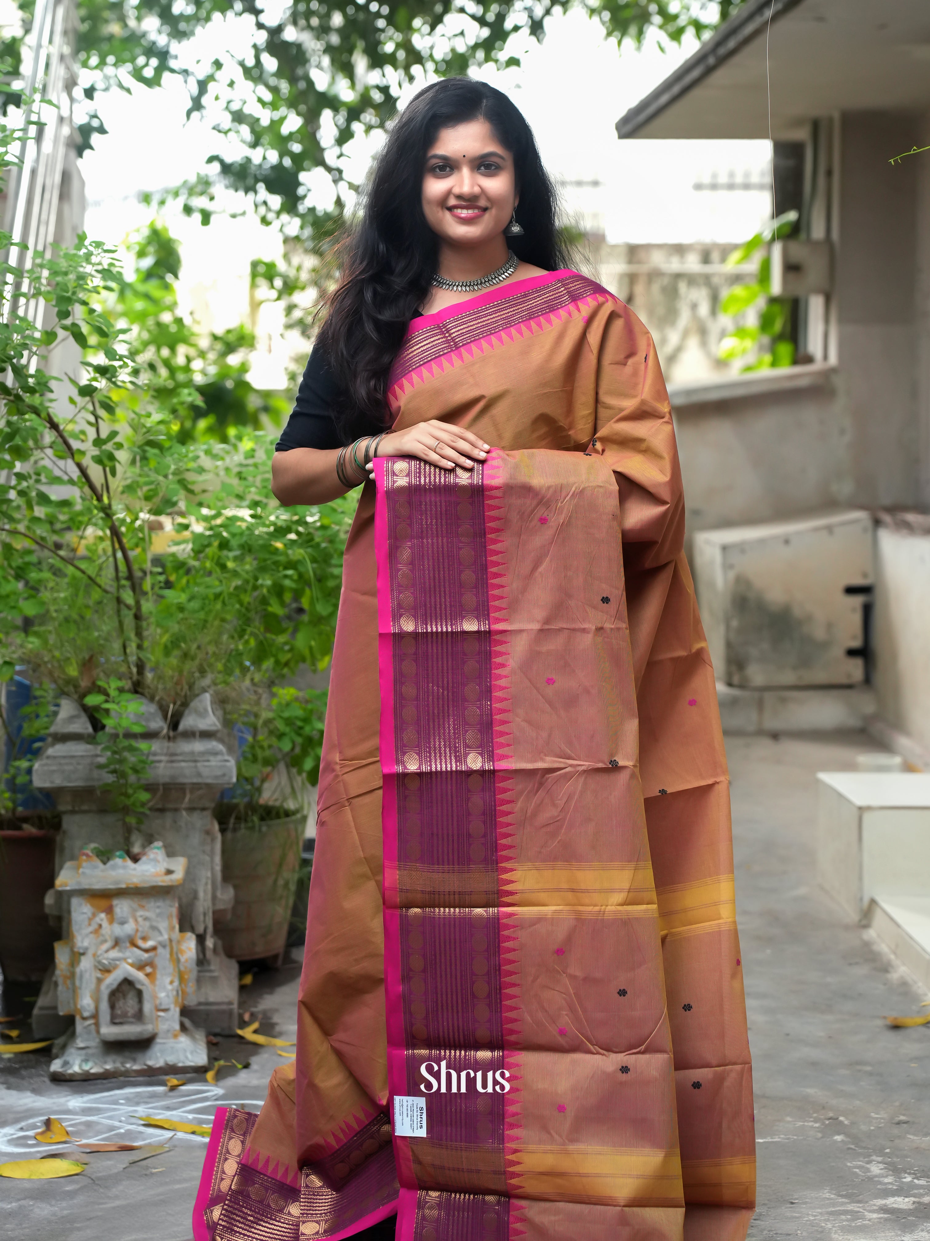 Brown & Pink -Chettinad Cotton Saree