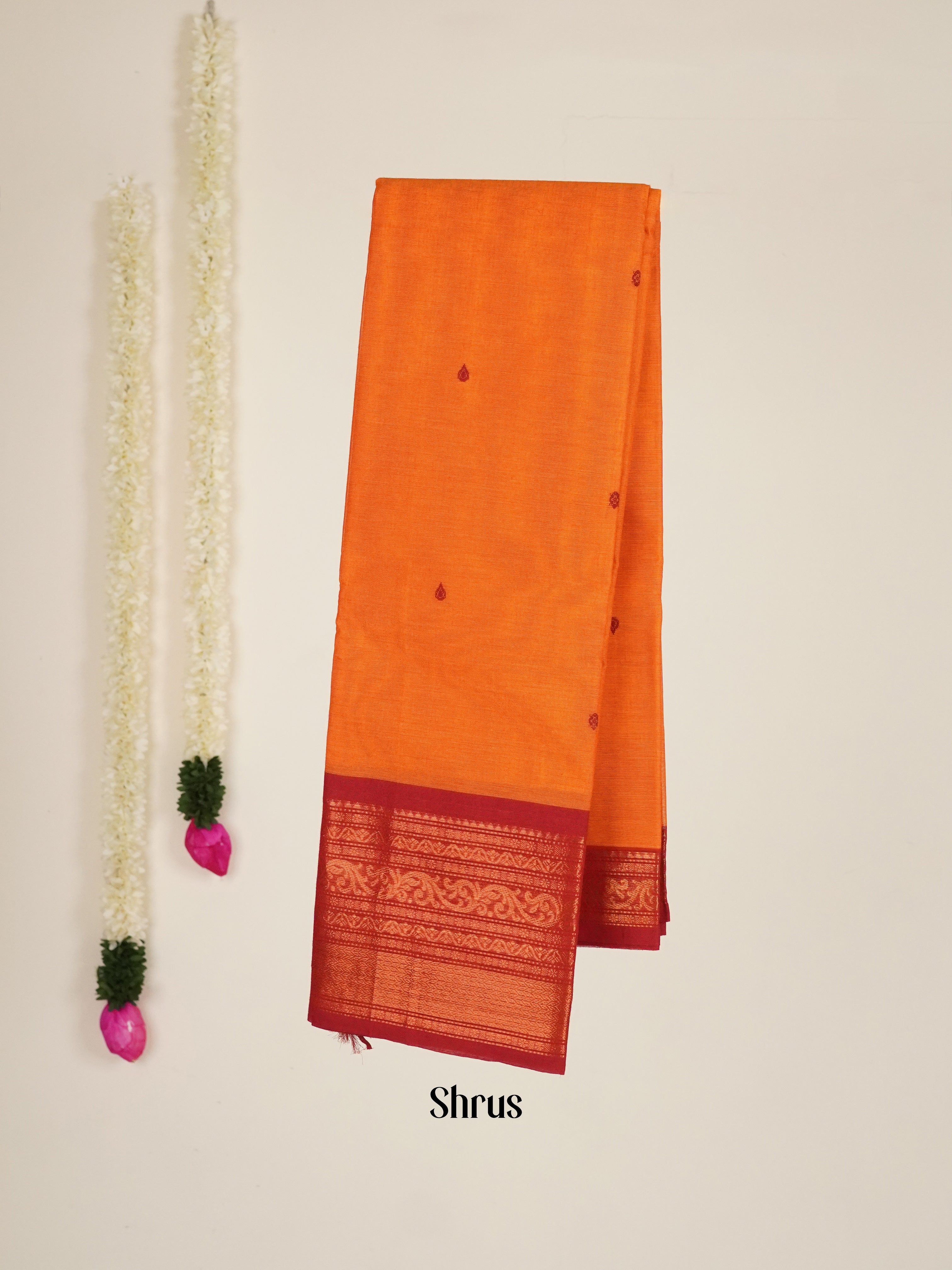 Orange & Maroon - Chettinad Cotton Saree