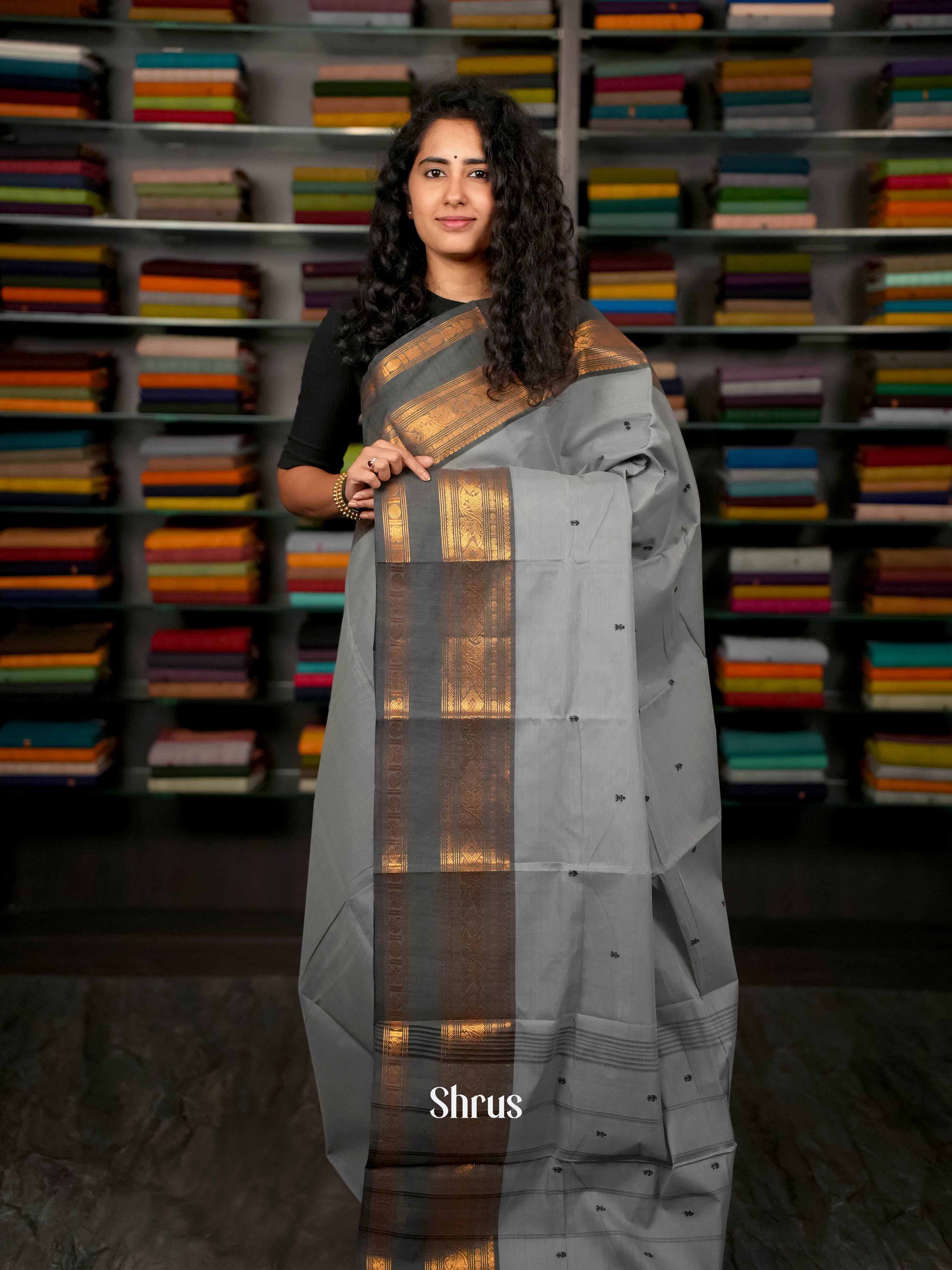 Grey - Chettinad Cotton Saree