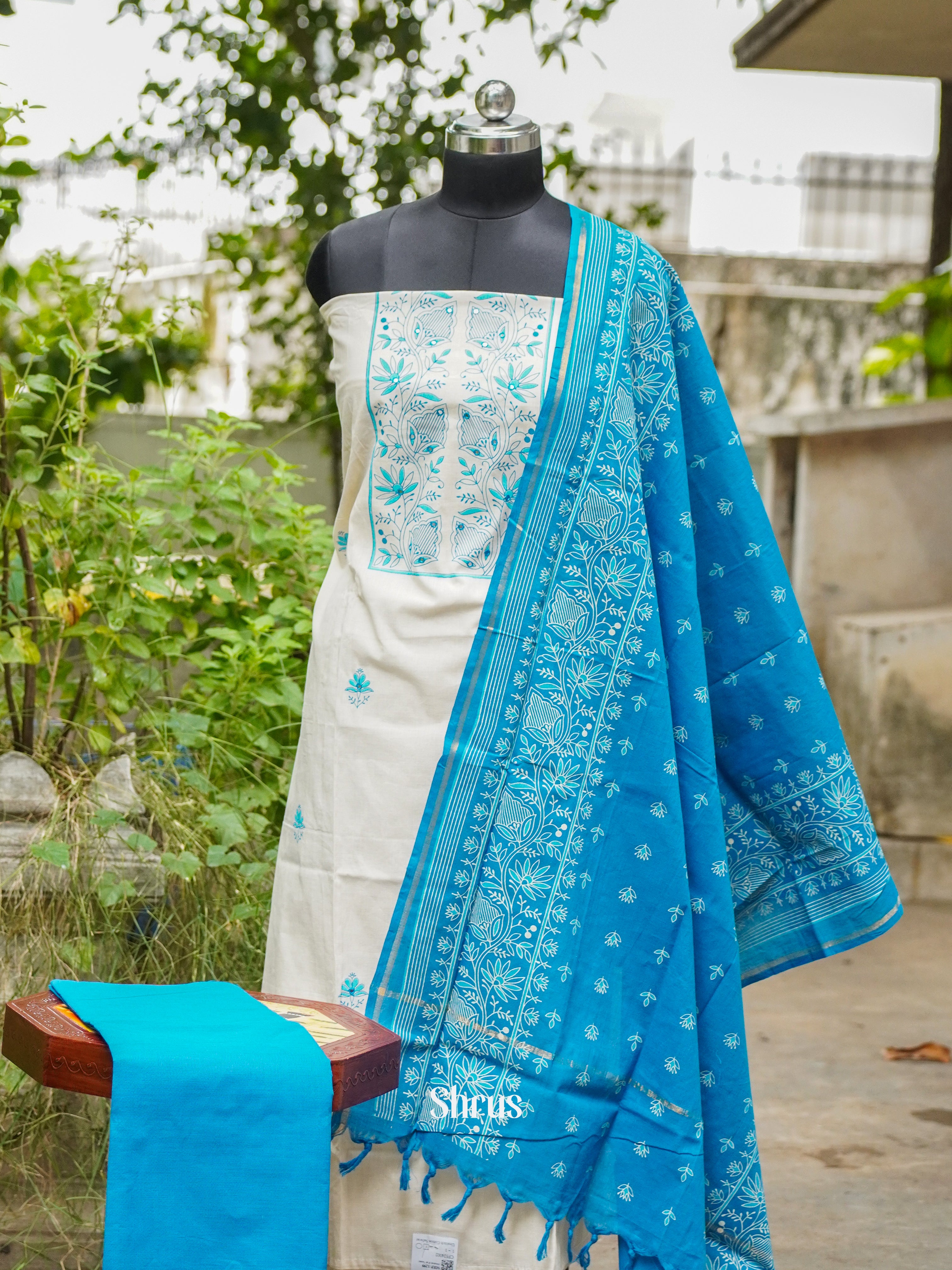 White & Blue - Cotton salwar