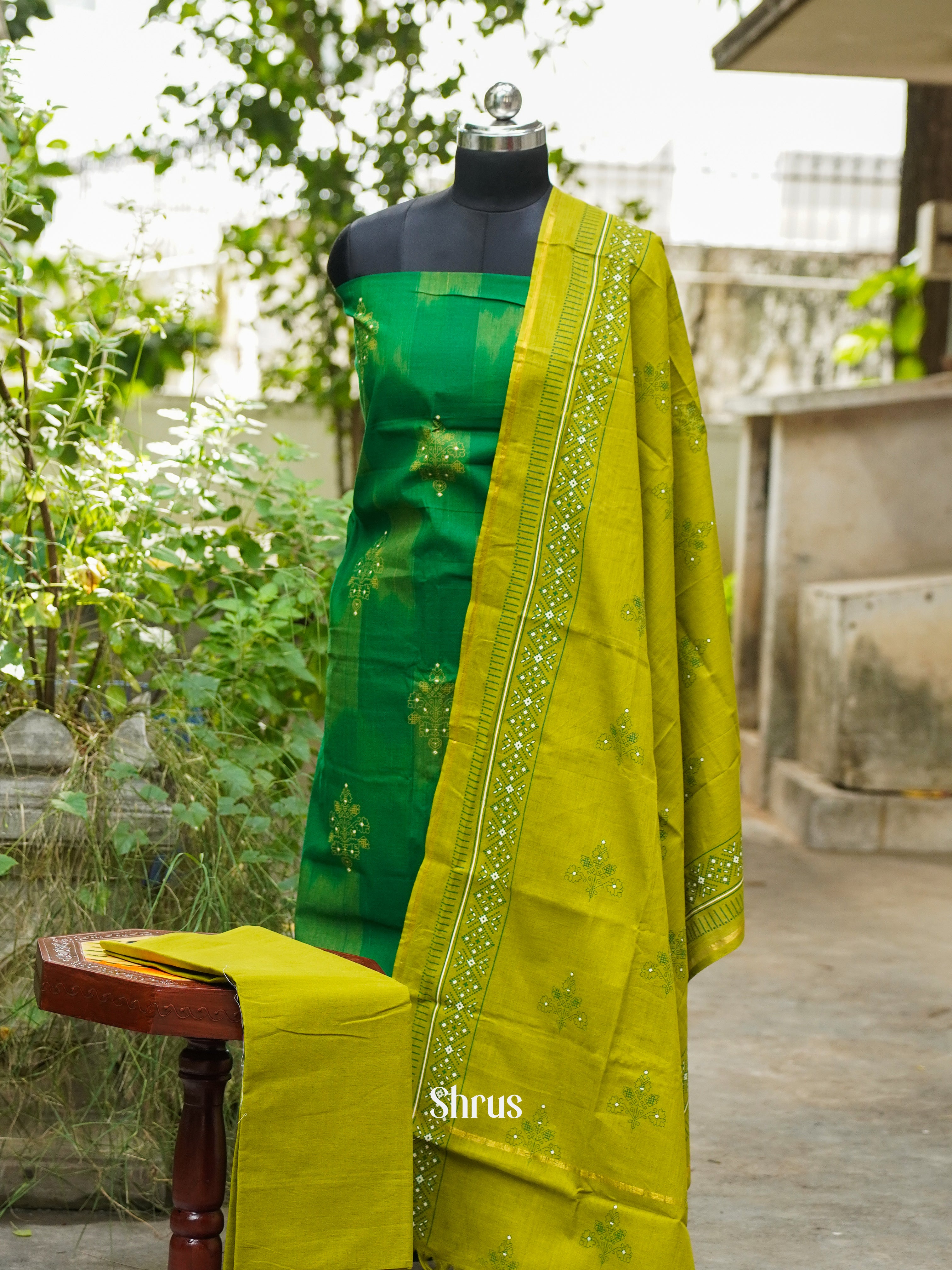 Green & Light Green - Cotton salwar