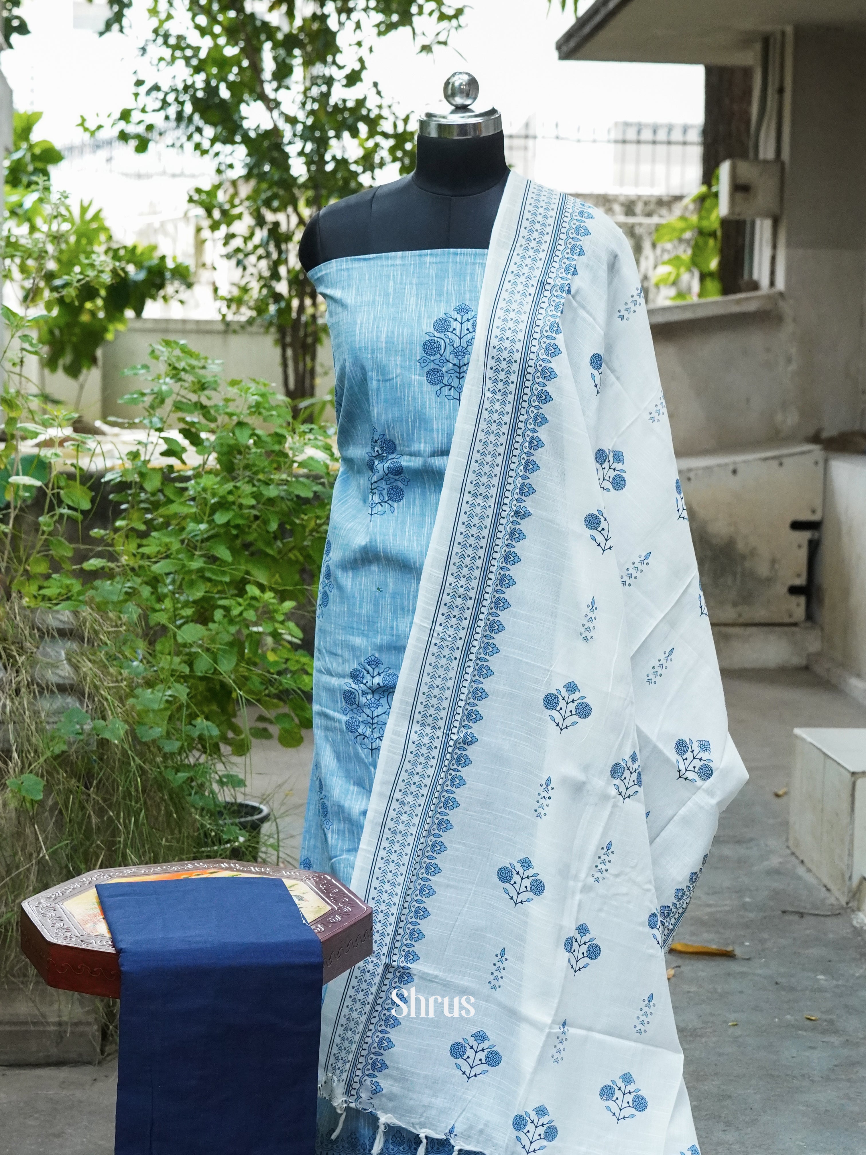 Blue  & White - Cotton salwar