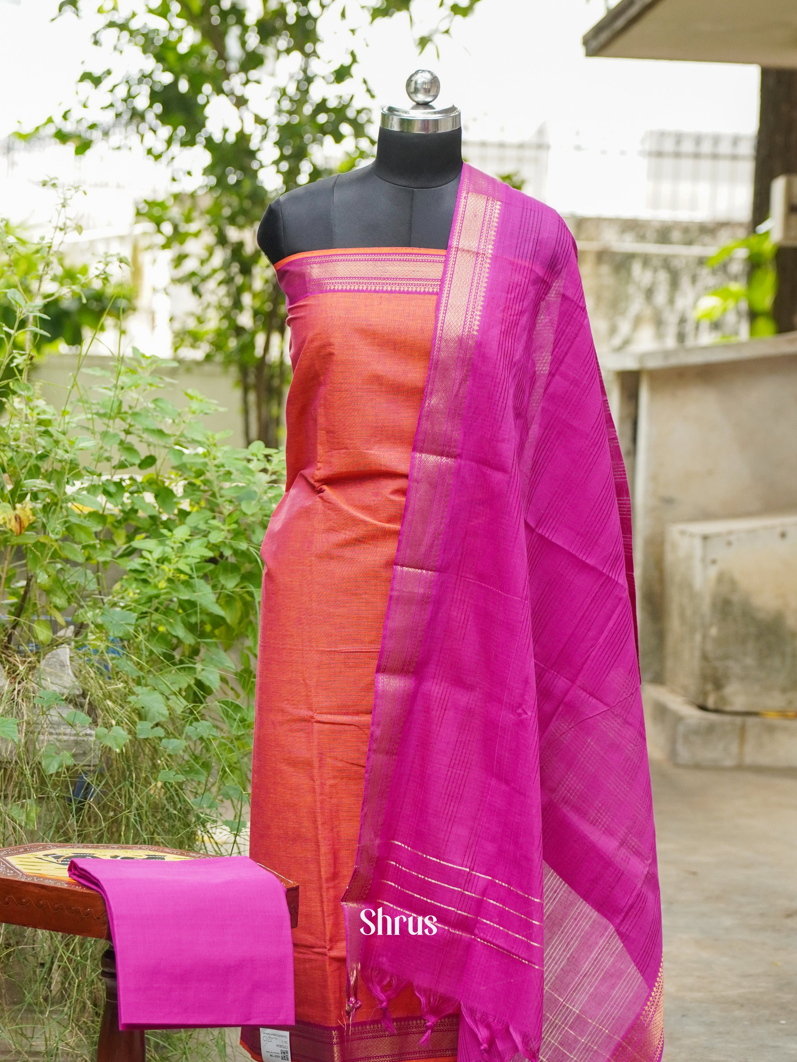 Orange & Pink - Cotton salwar