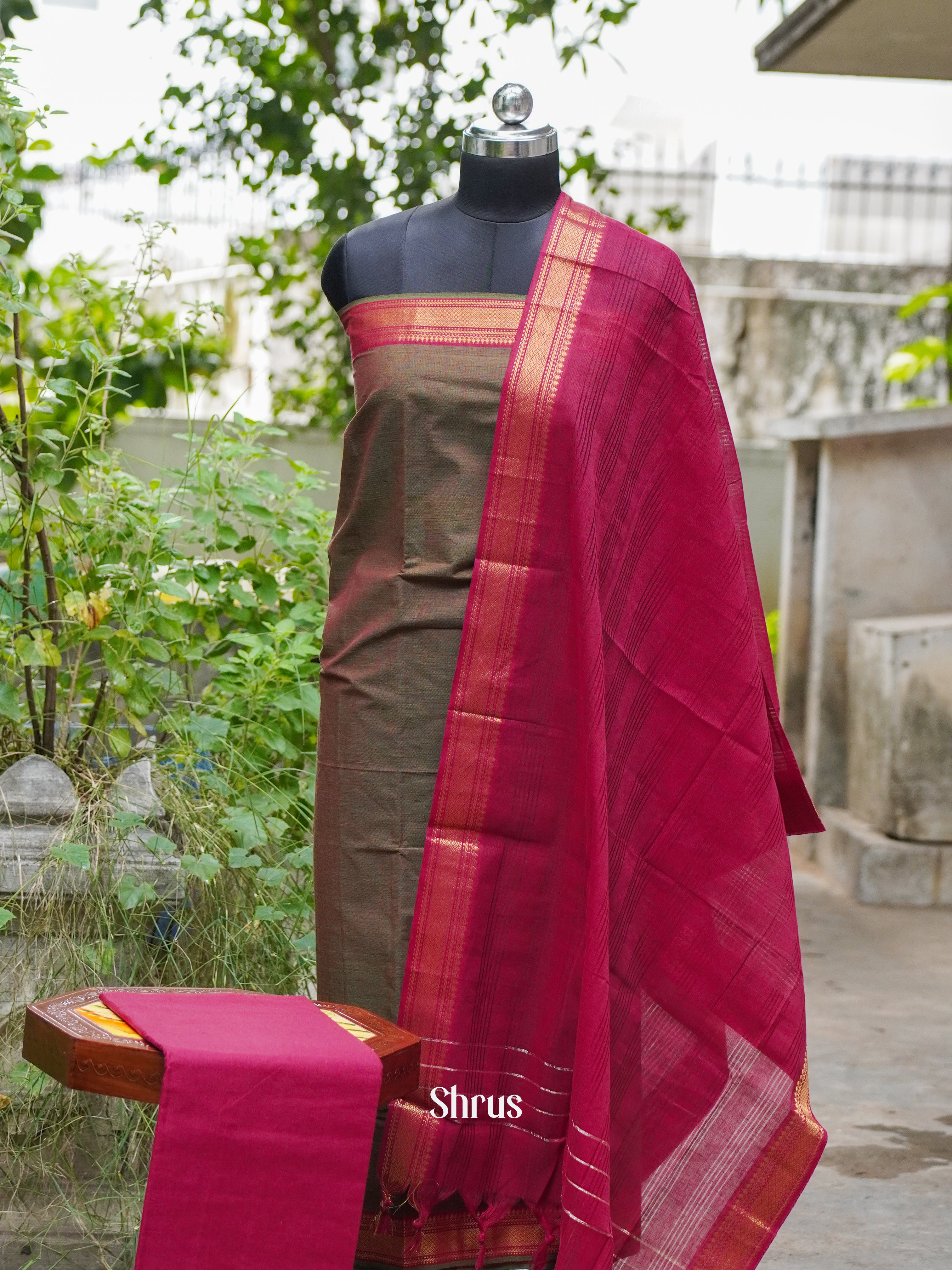 Grey & Reddish Pink - Cotton salwar