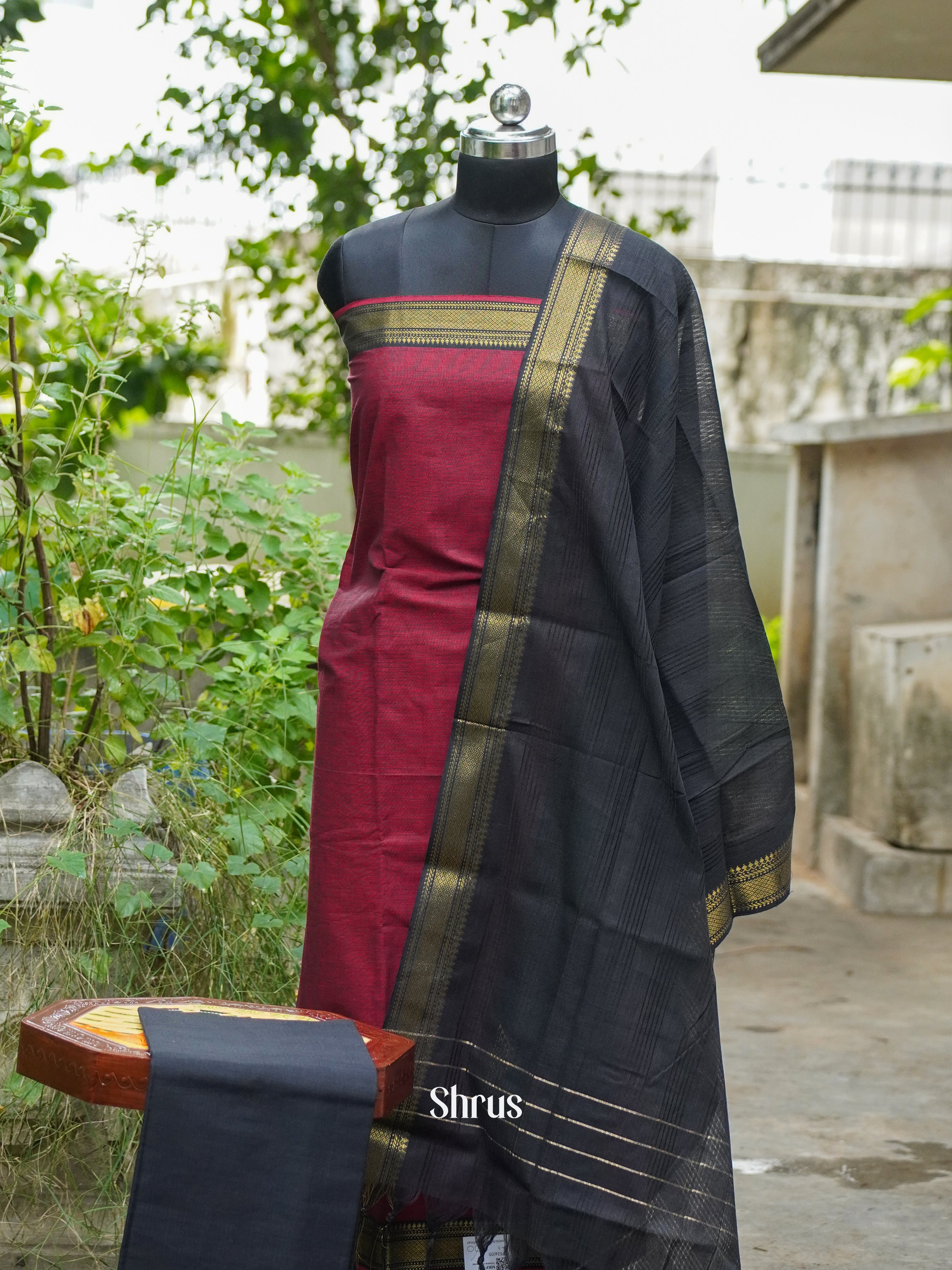 Maroon & Black - Cotton salwar