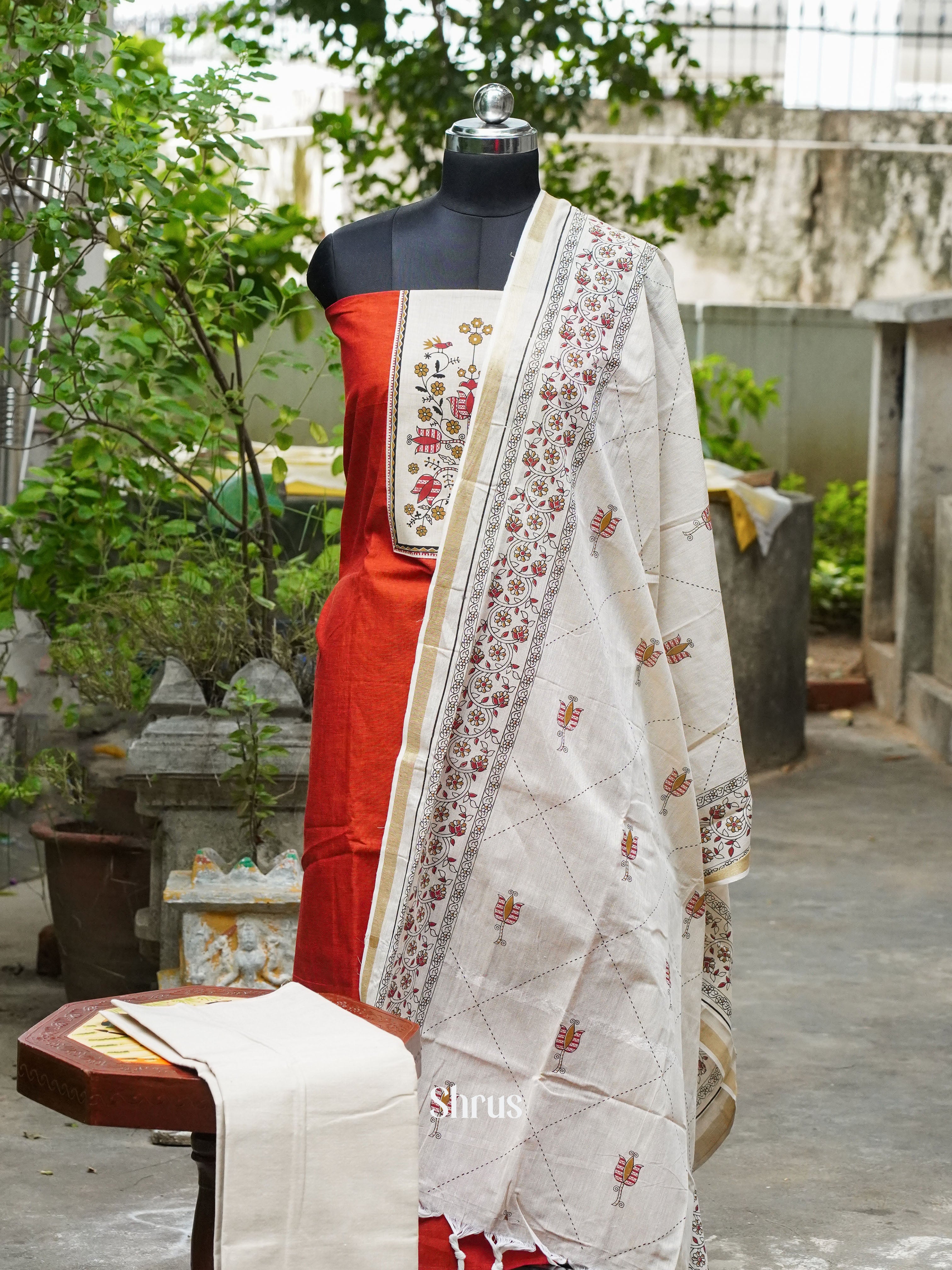 Red & White - Cotton salwar