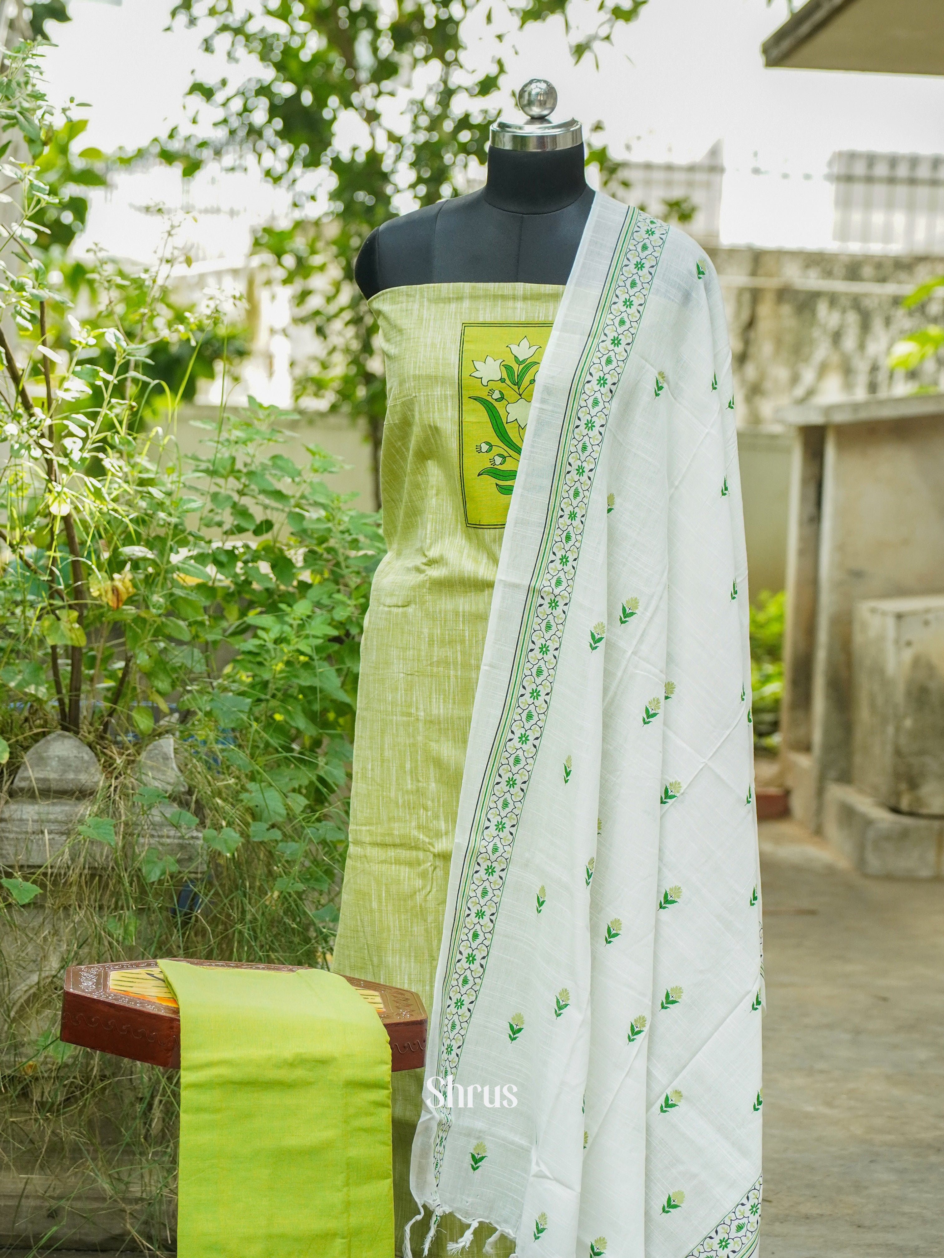 Green & White - Cotton salwar