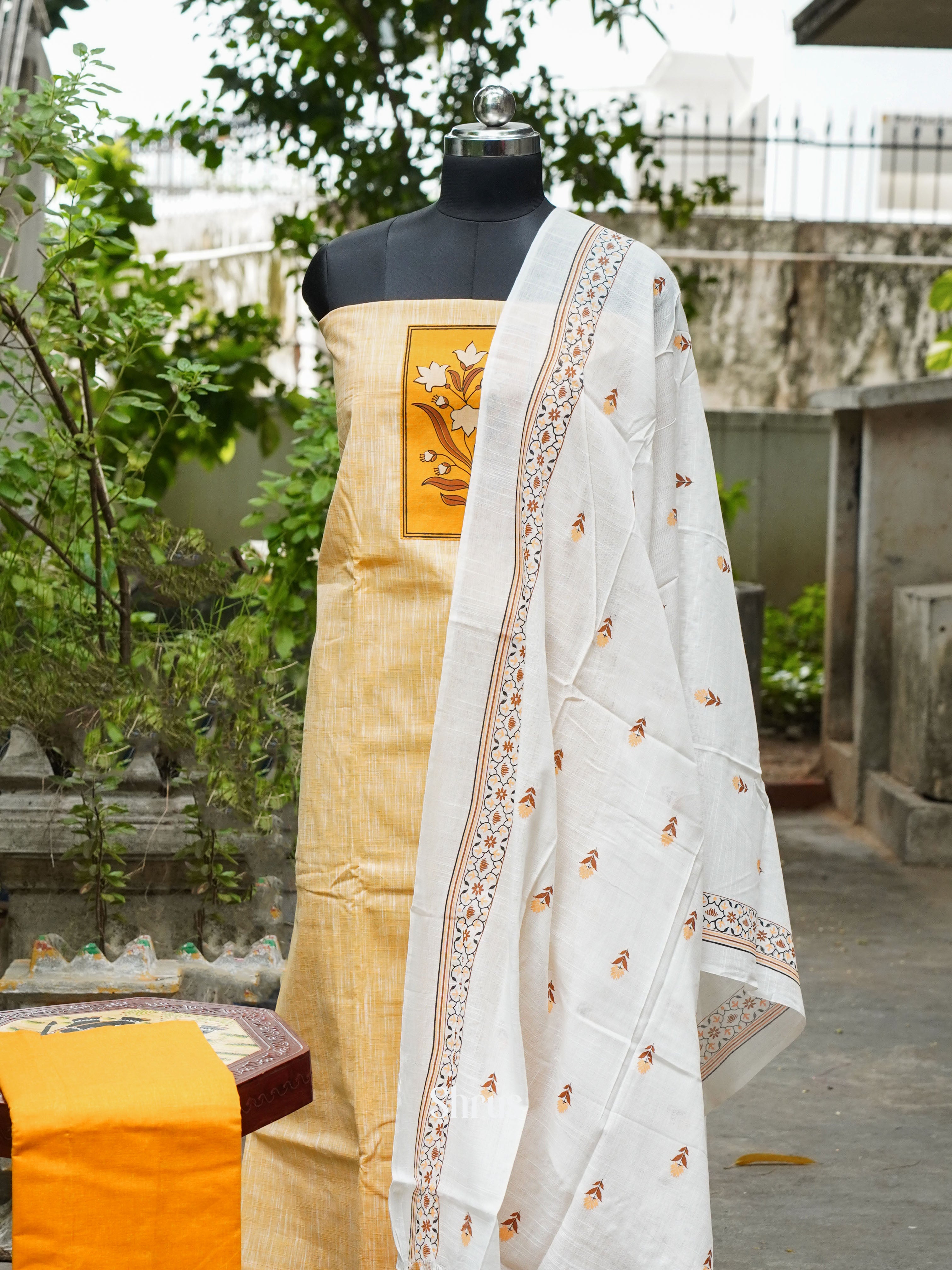 Sandal & Yellow - Cotton salwar