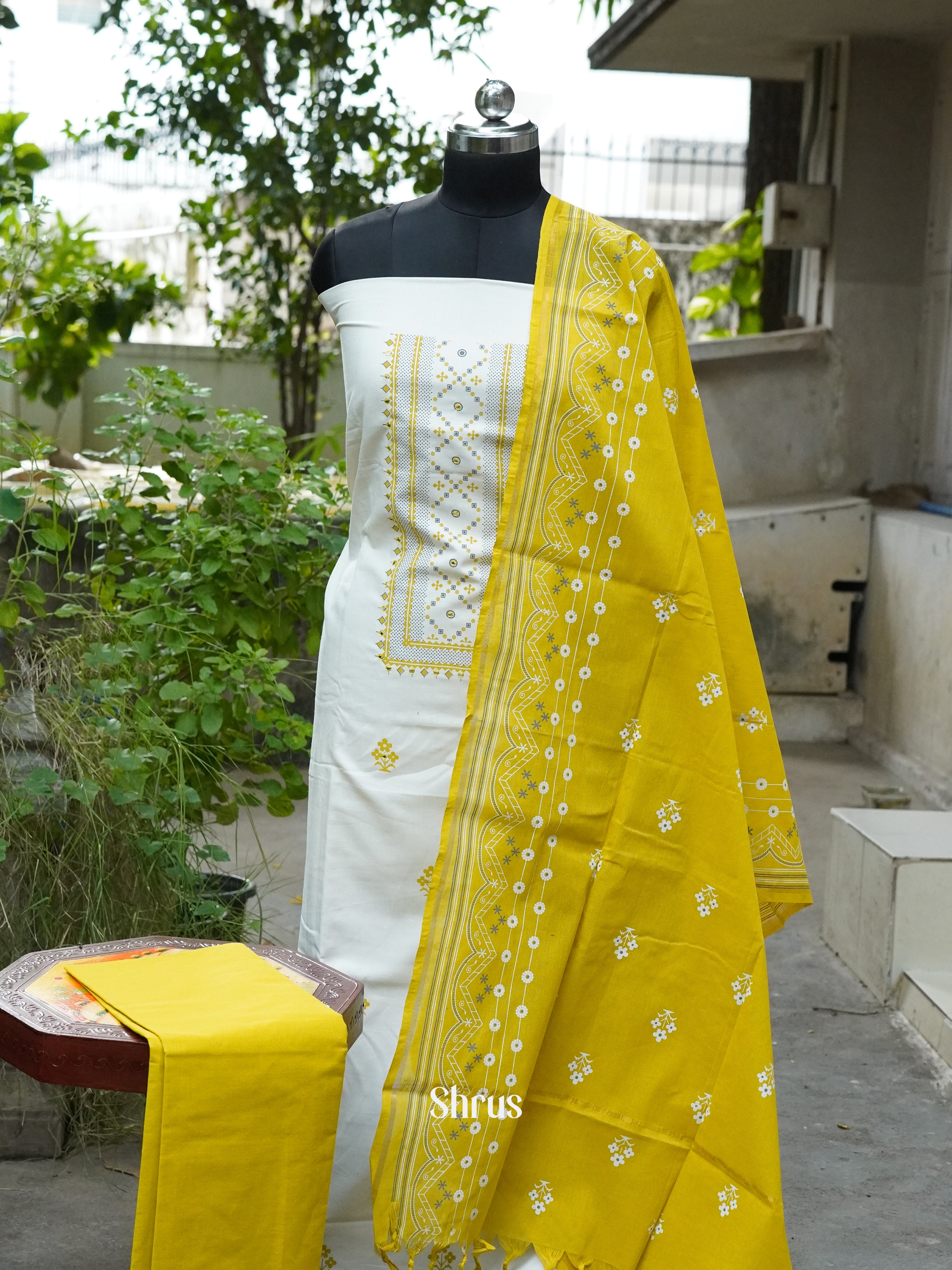 White & Green - Cotton salwar