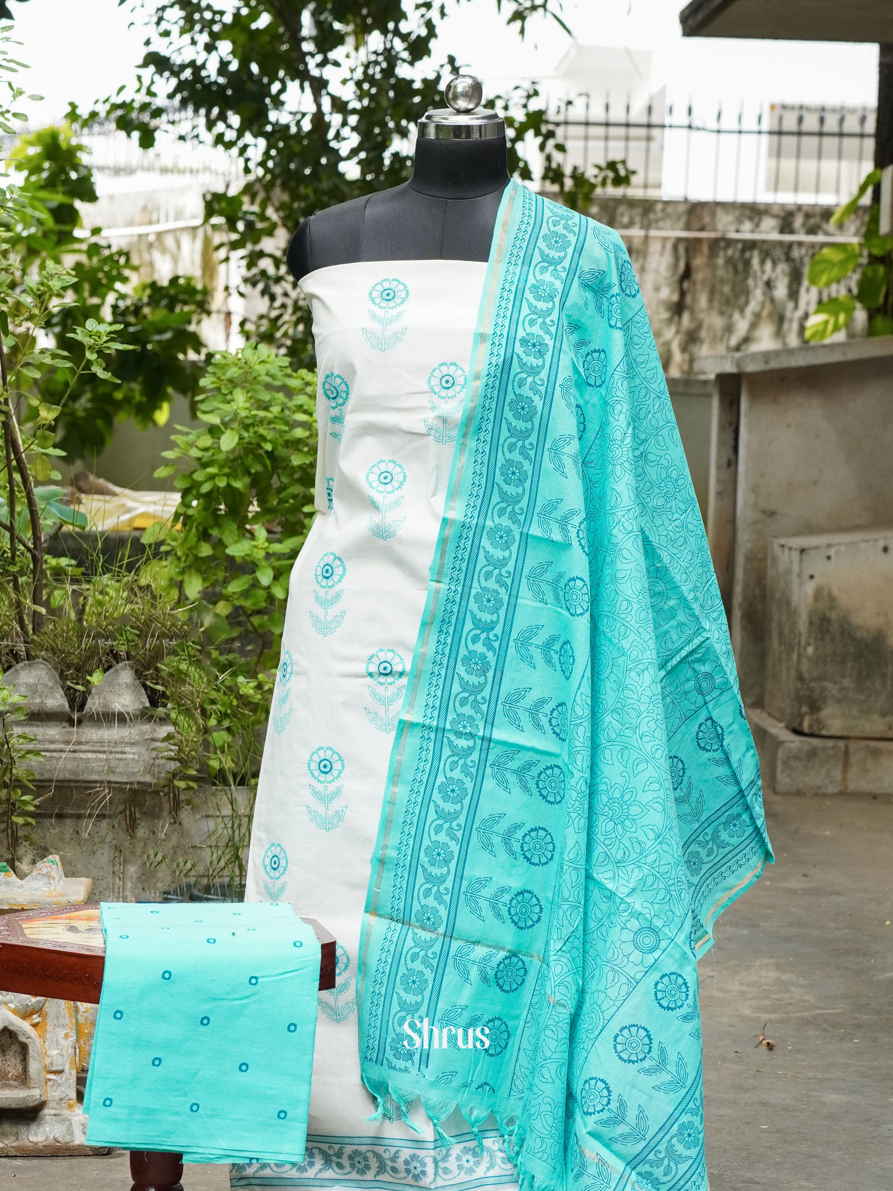 White & Blue - Cotton salwar