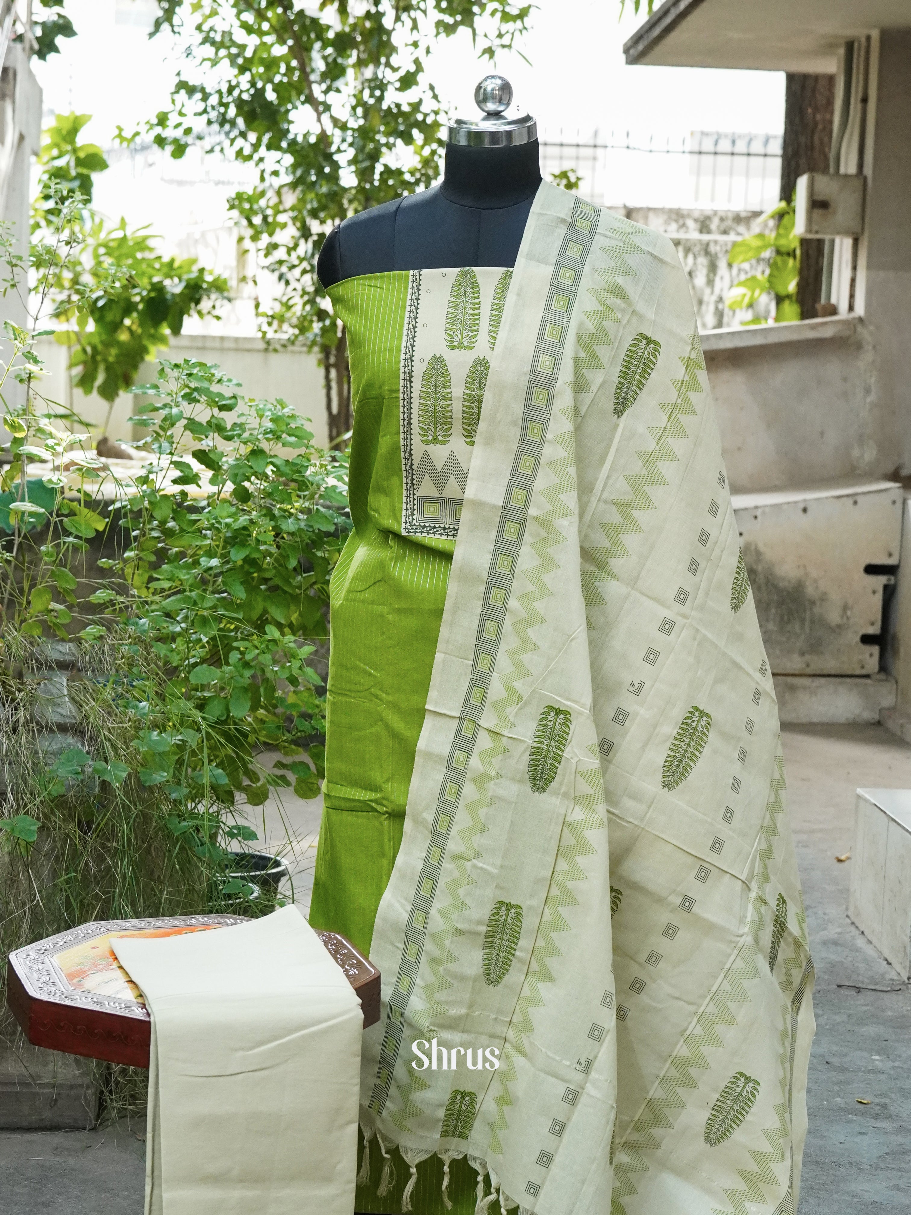 Green & White - Cotton salwar