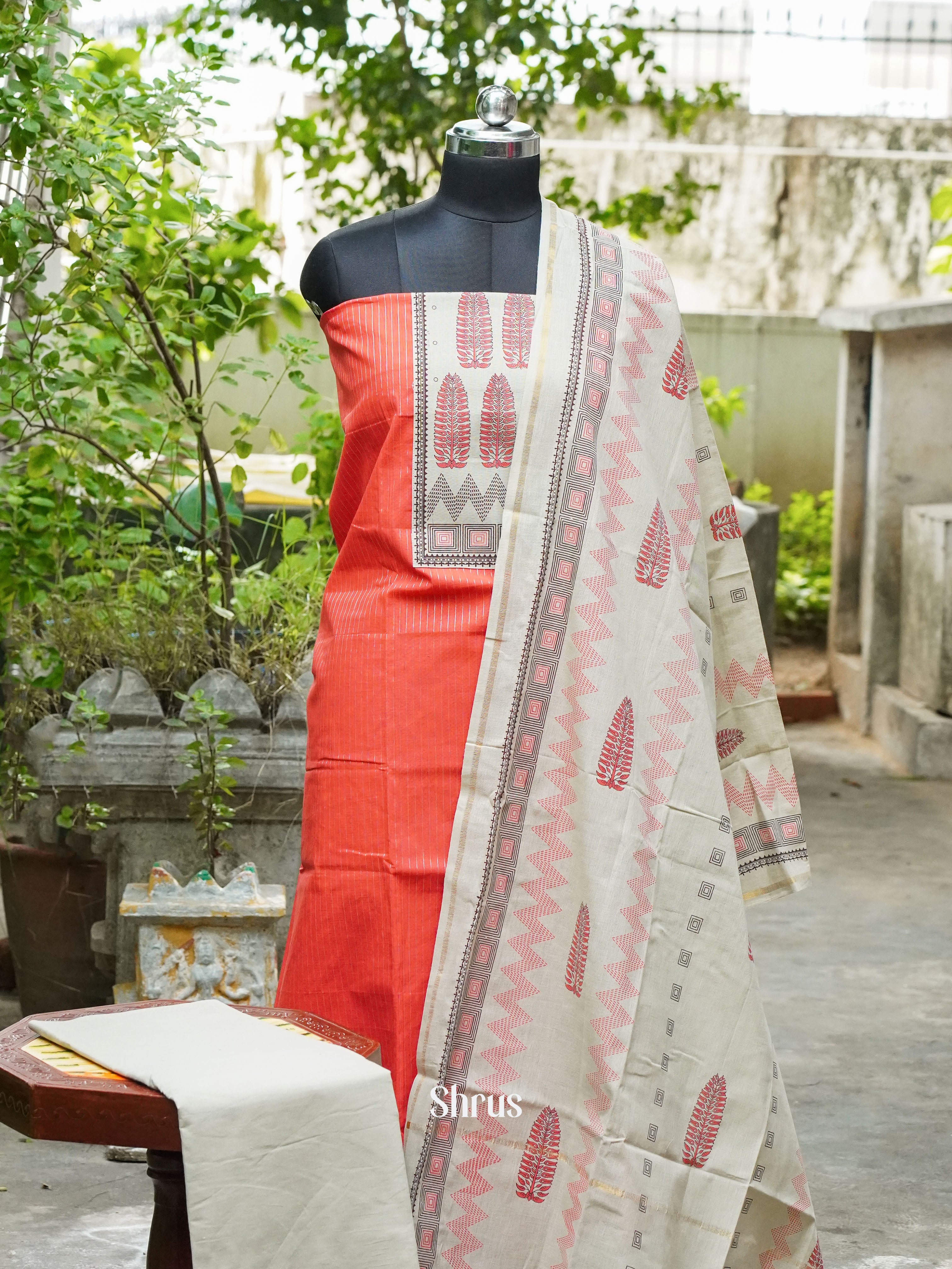 Red & White - Cotton salwar