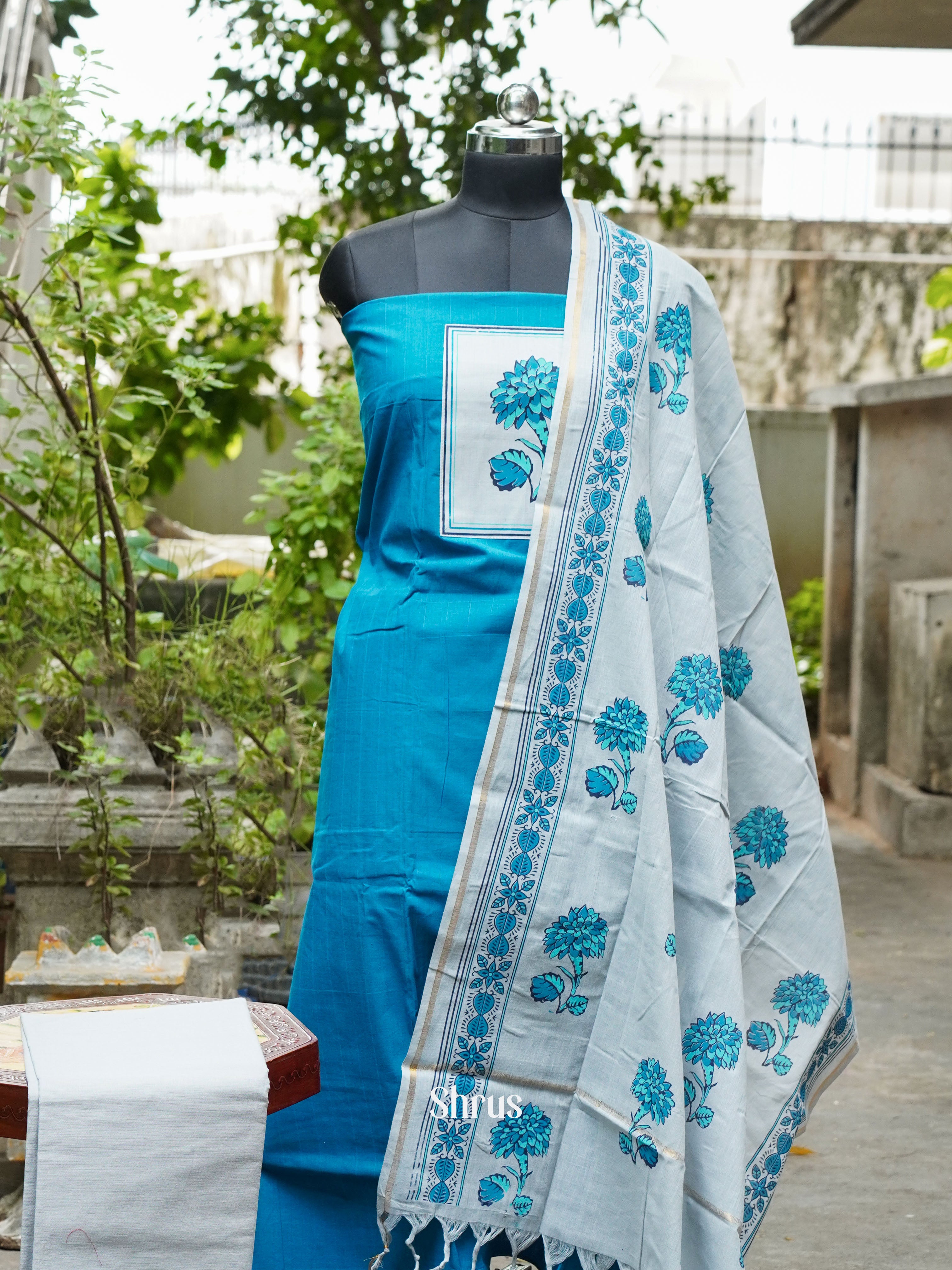 Blue & White - Cotton salwar