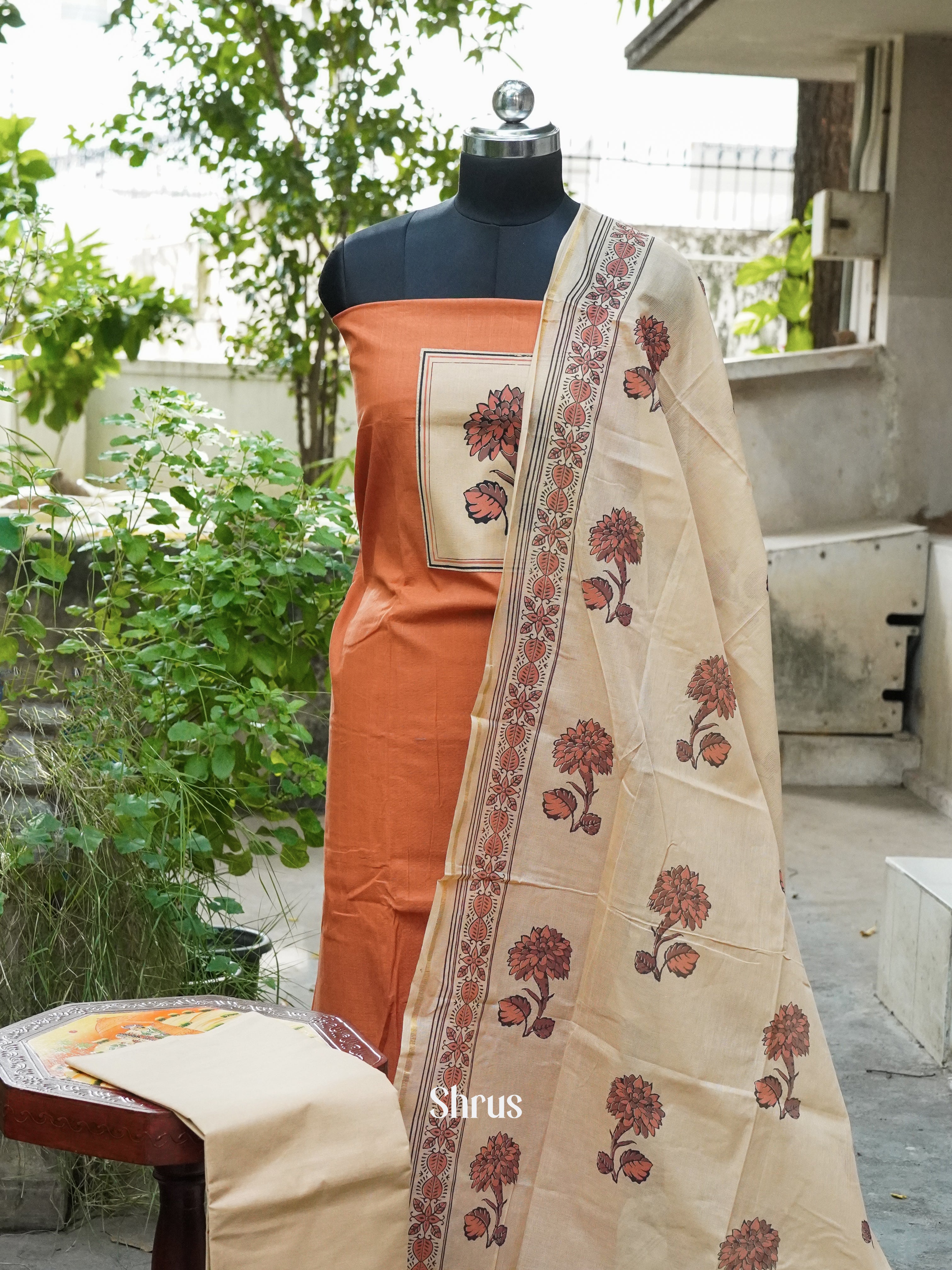 Orange & Cream - Cotton salwar