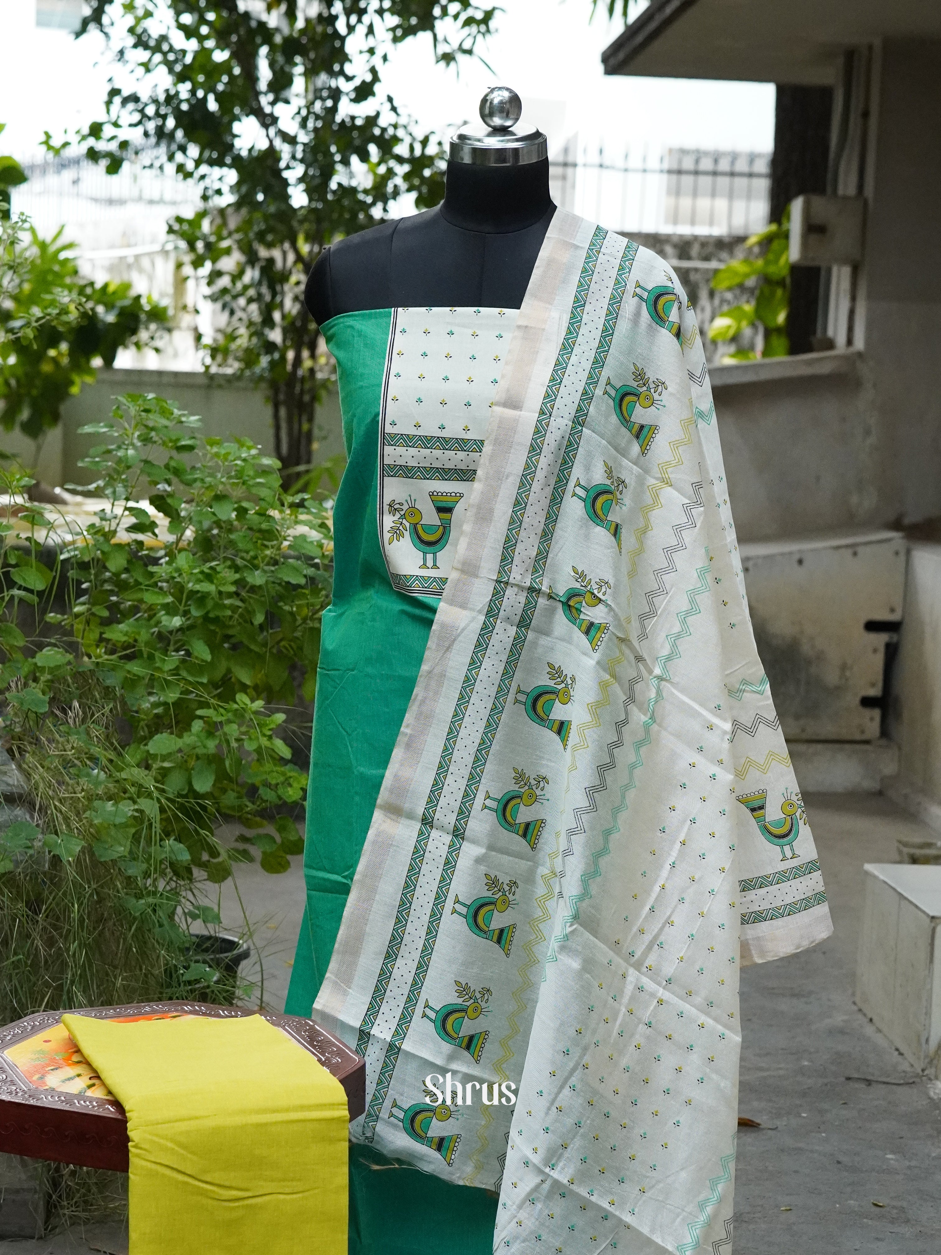 Green & White - Cotton salwar