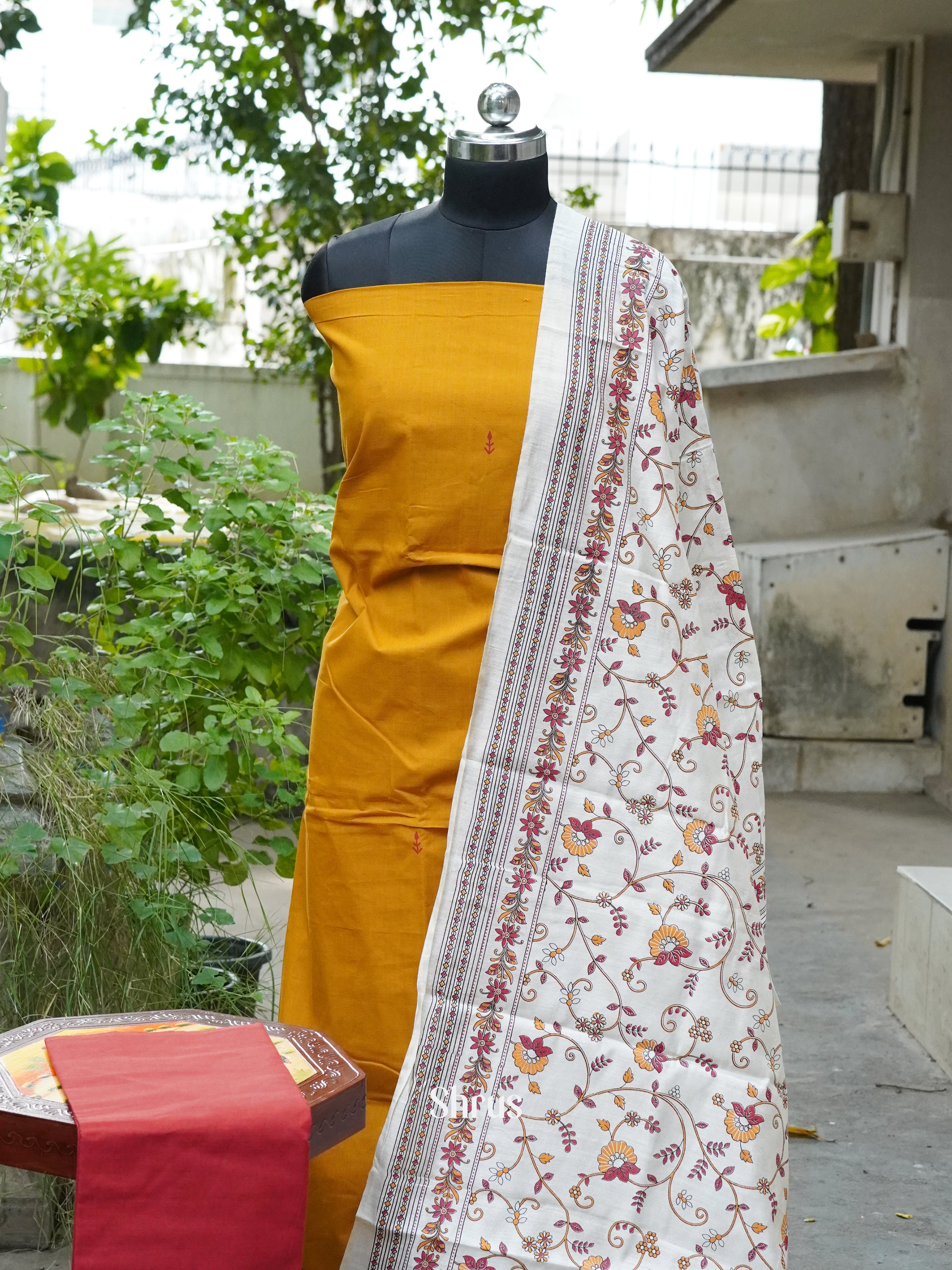 Mustard & Red - Cotton salwar