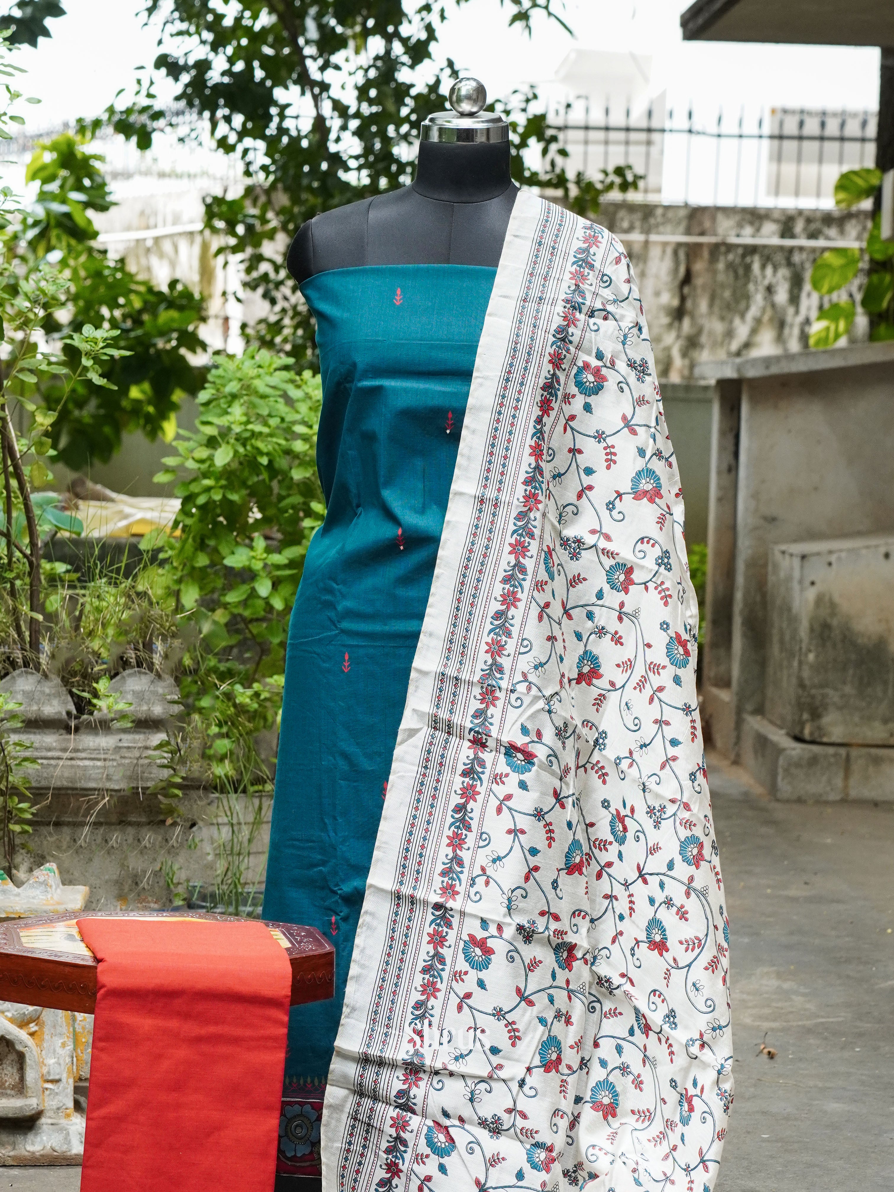 Blue & Red - Cotton salwar