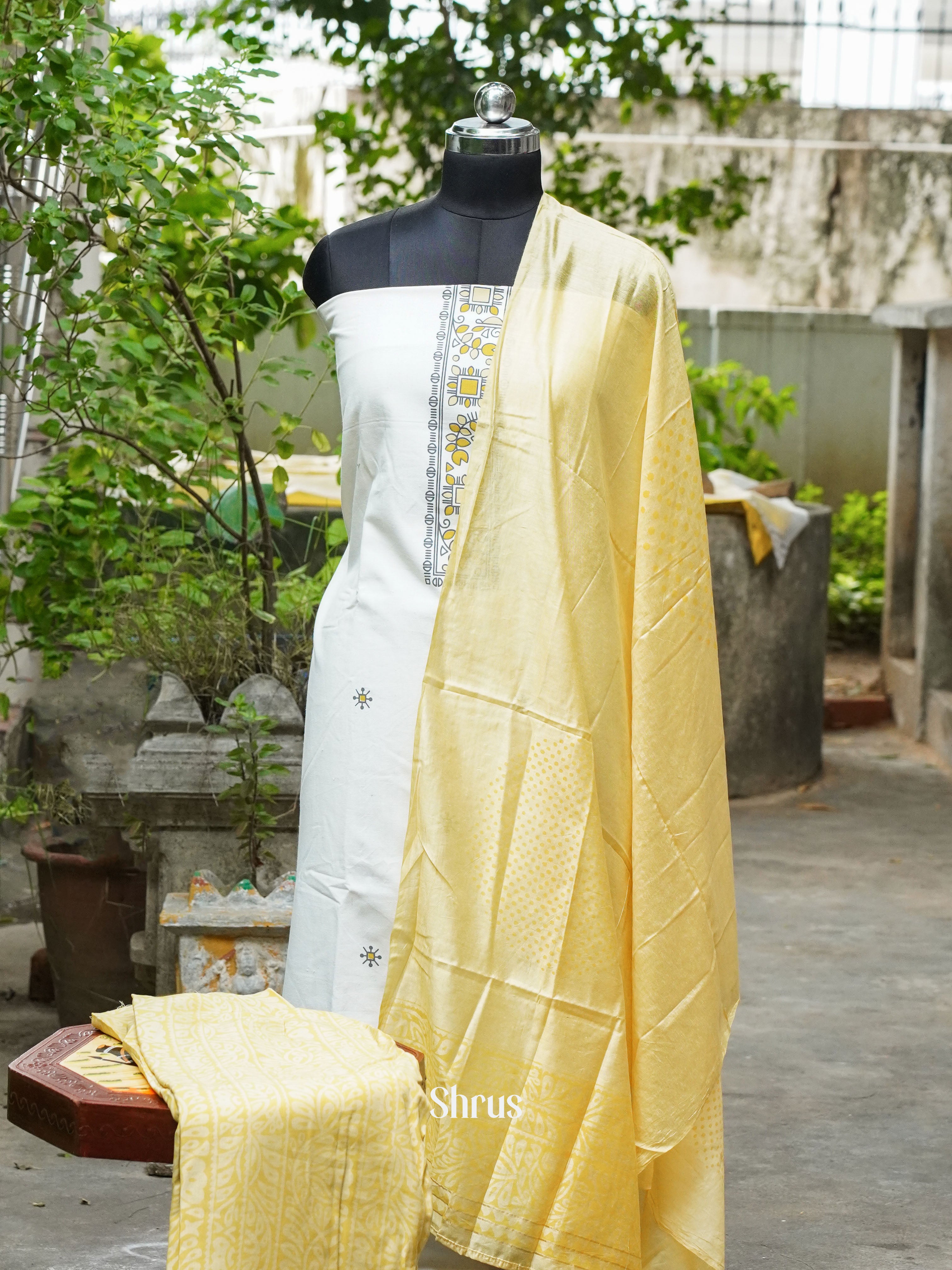 White & Yellow - Cotton salwar