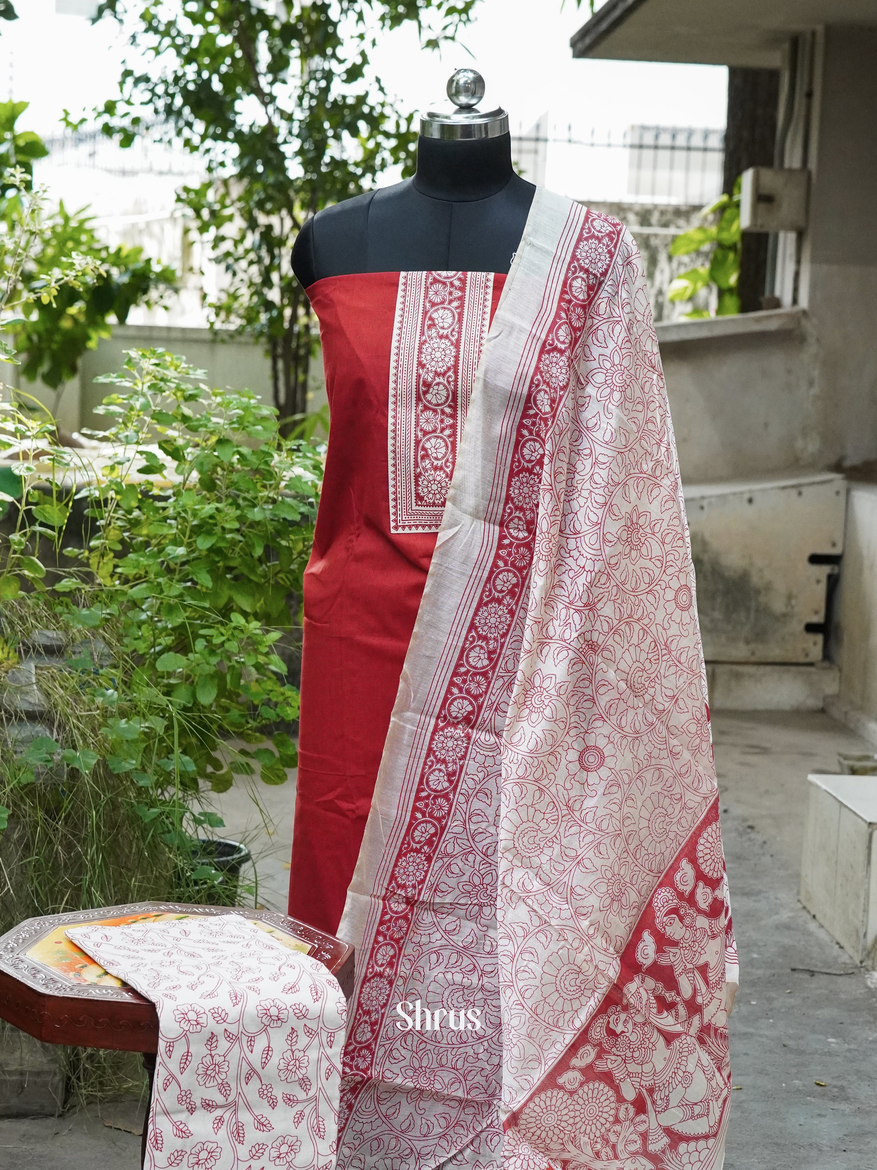 Red & White - Cotton salwar