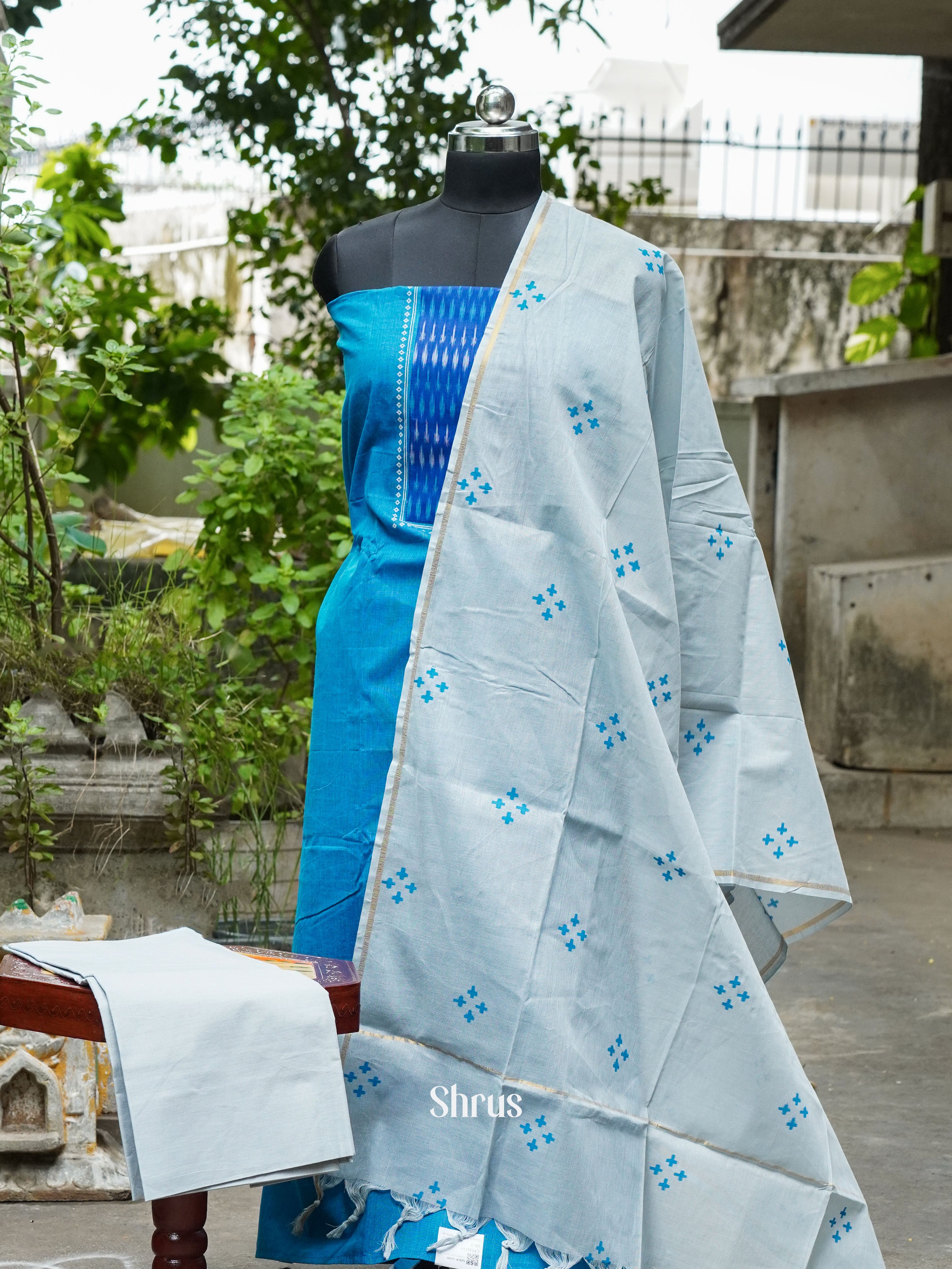 Blue & White - Cotton salwar