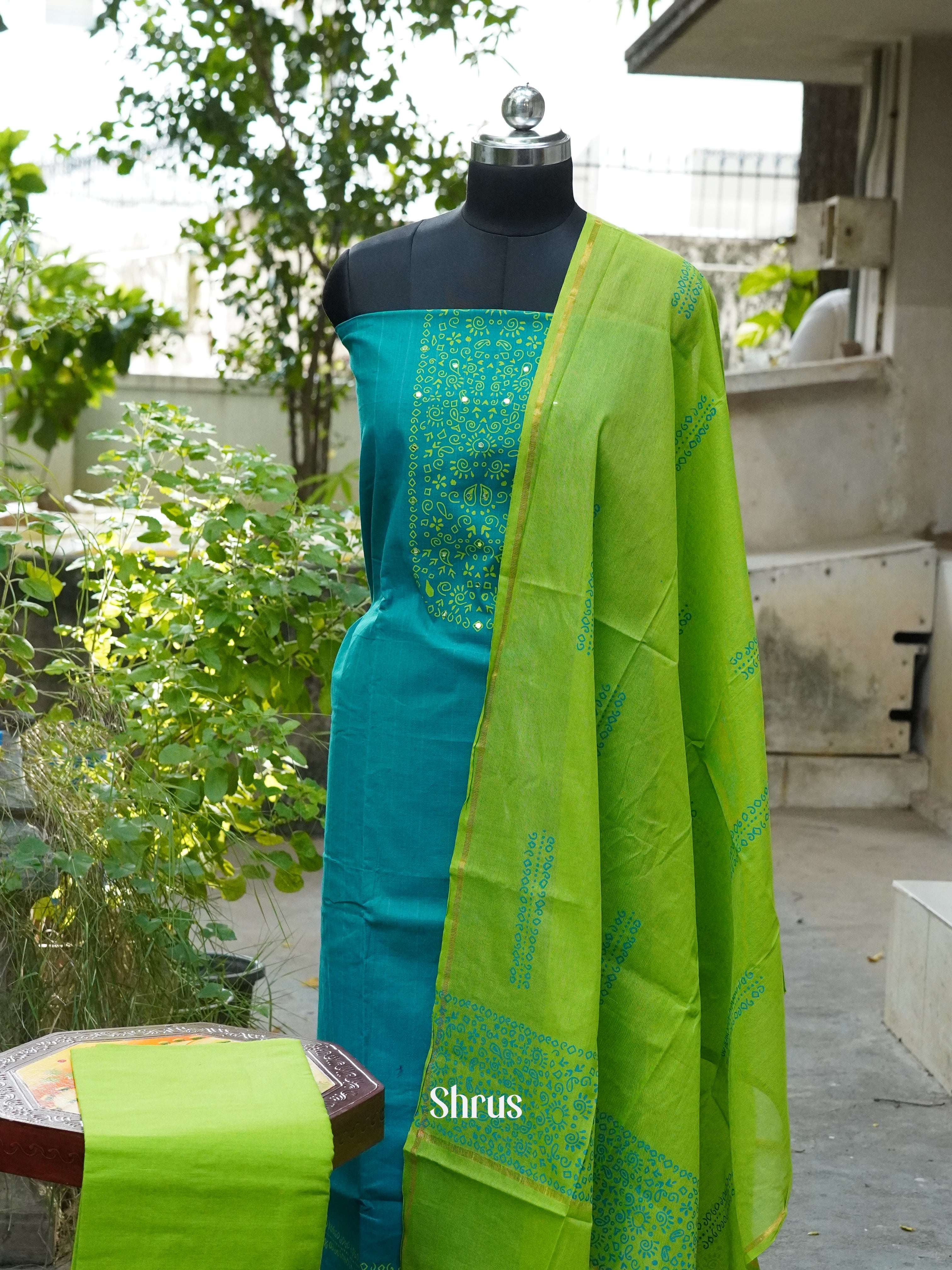 Green & Light Green - Cotton salwar