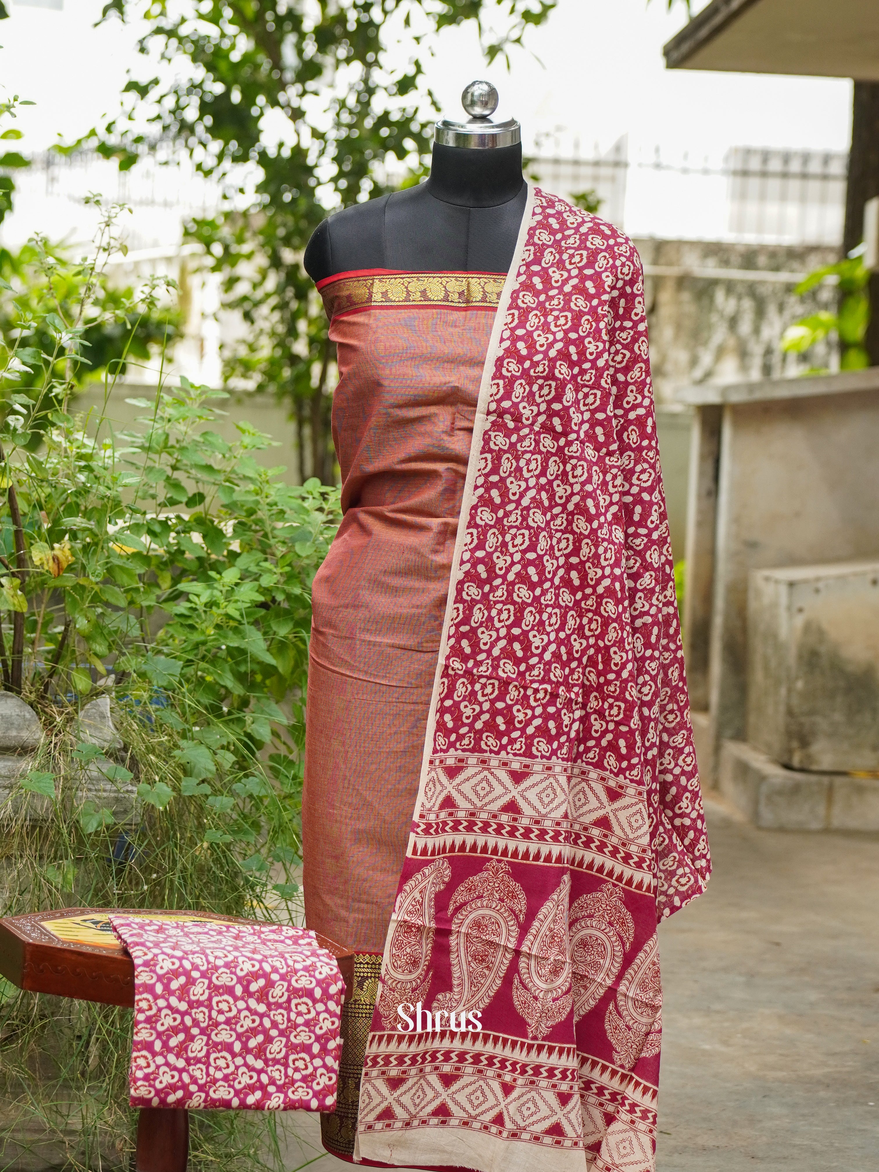 Onion Peel & Red - Cotton salwar