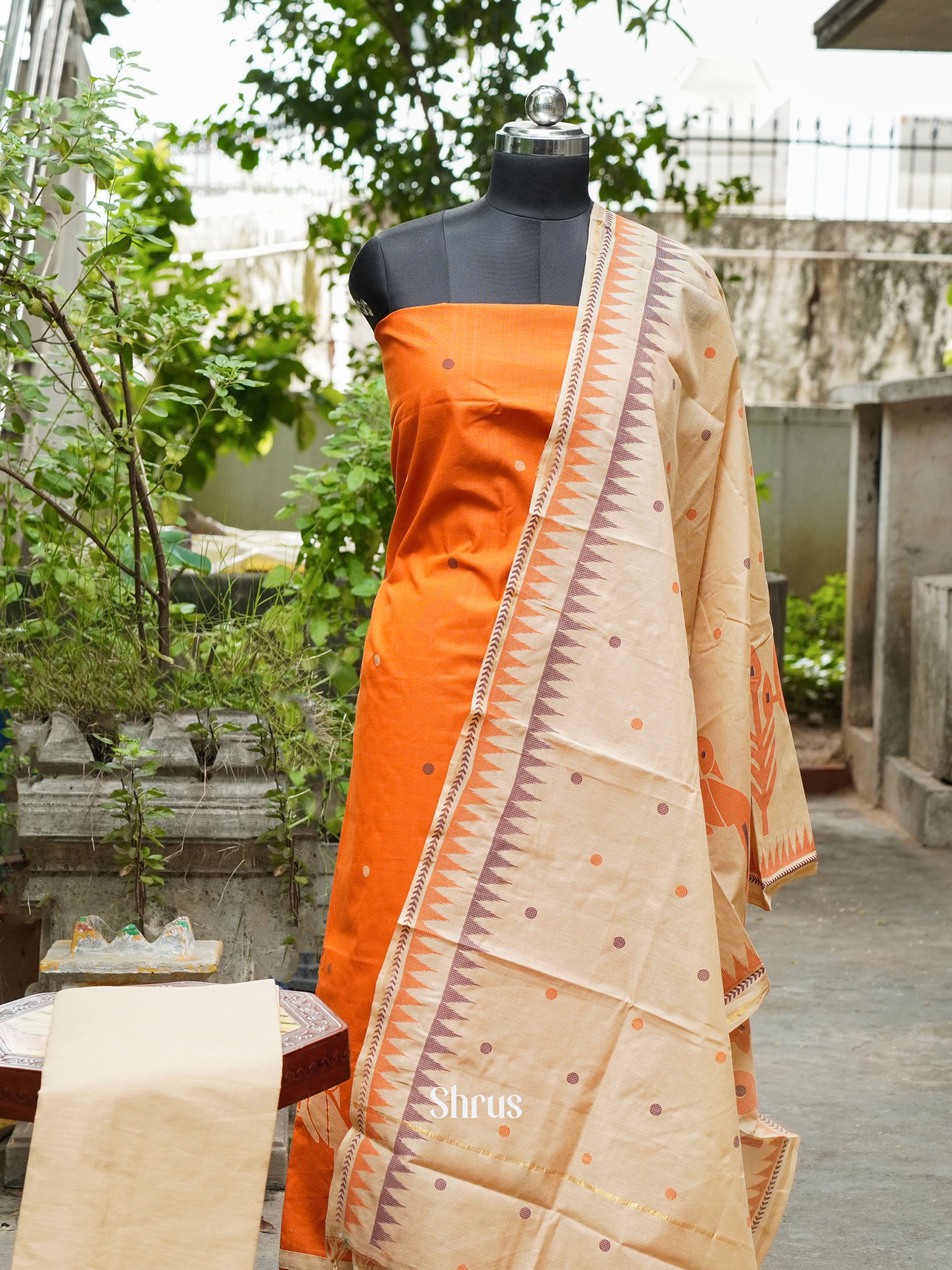 Orange & Cream - Cotton salwar