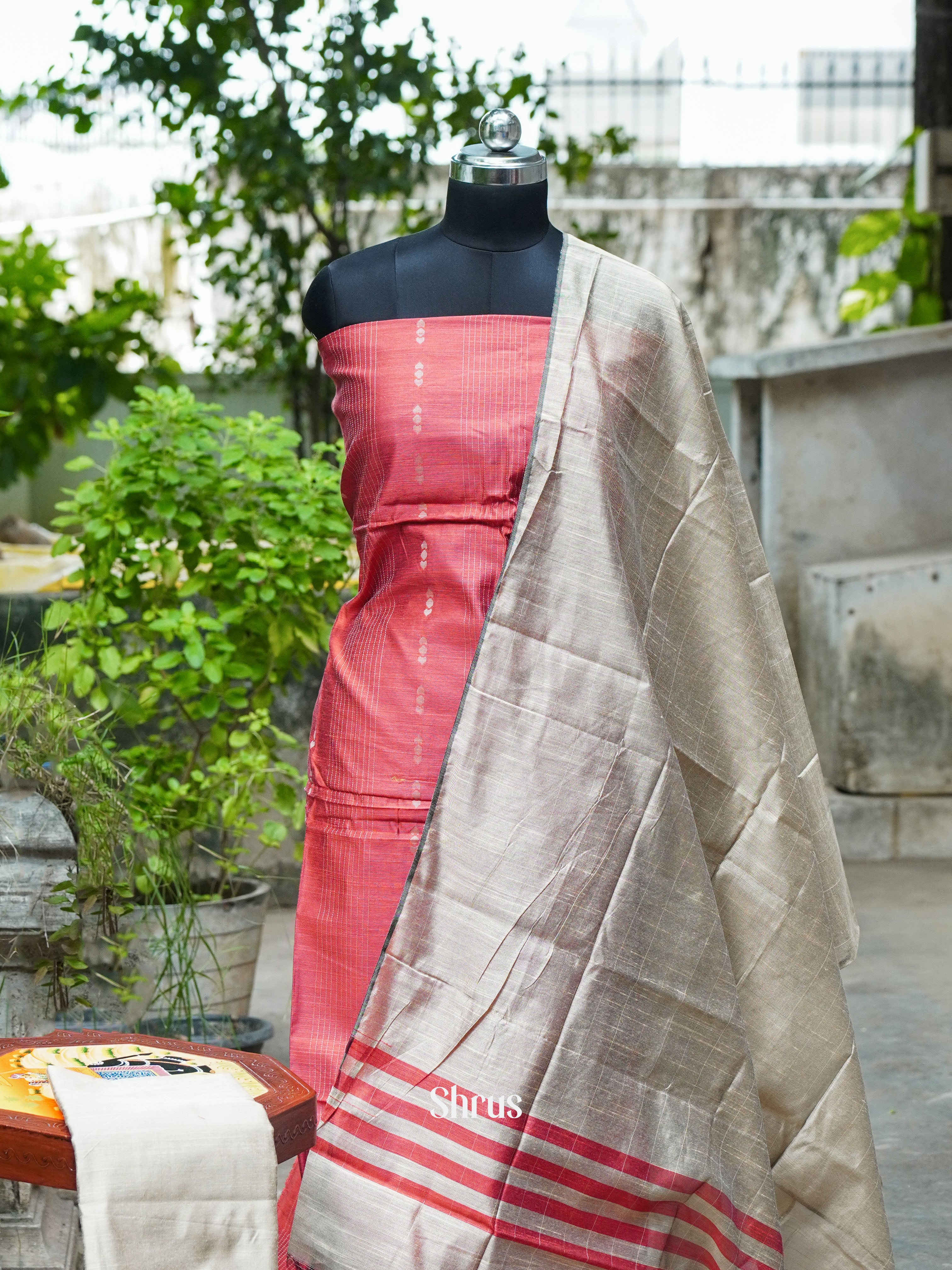 Red & Grey- Cotton salwar