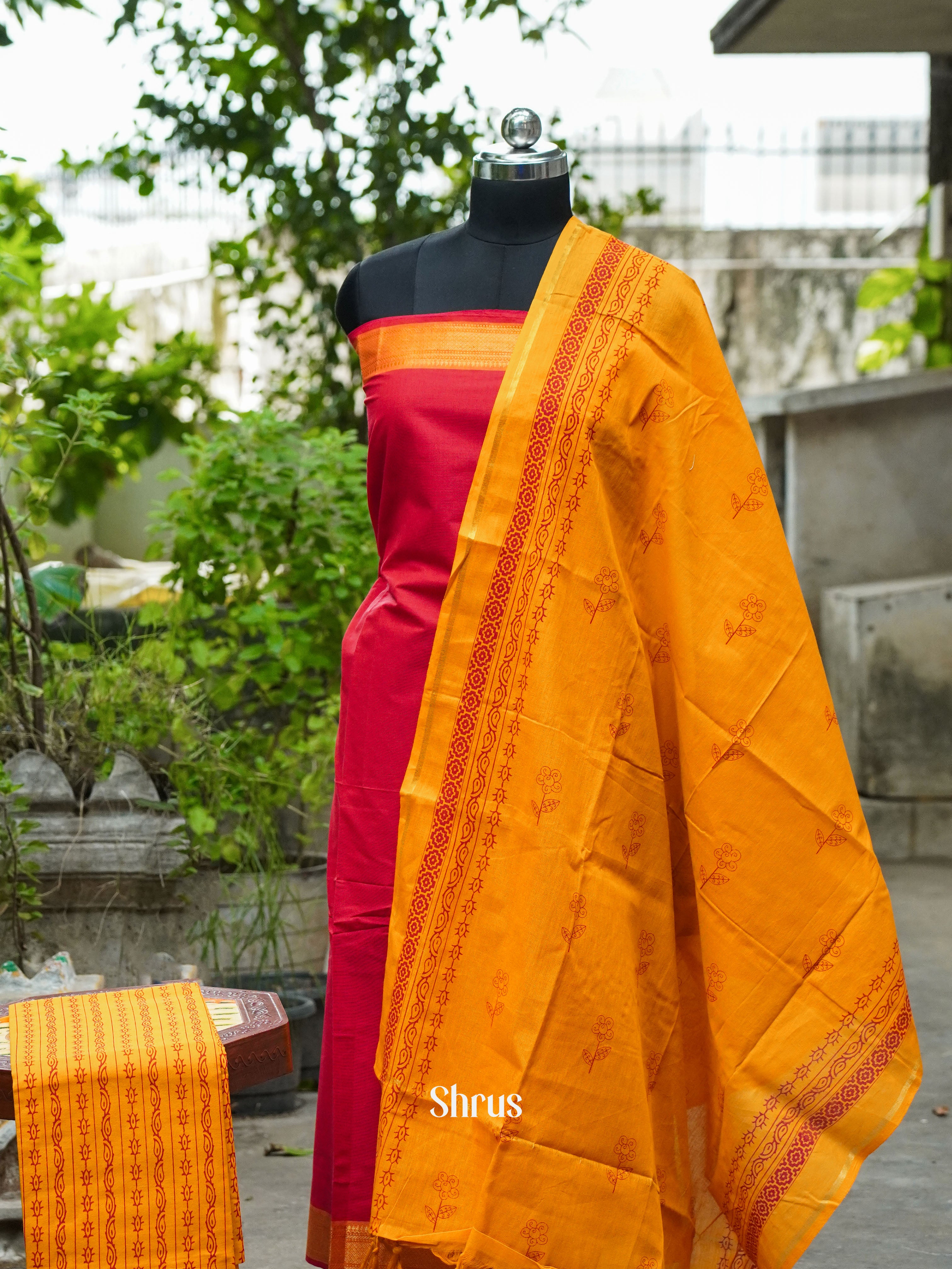 Red & Yellow - Cotton salwar