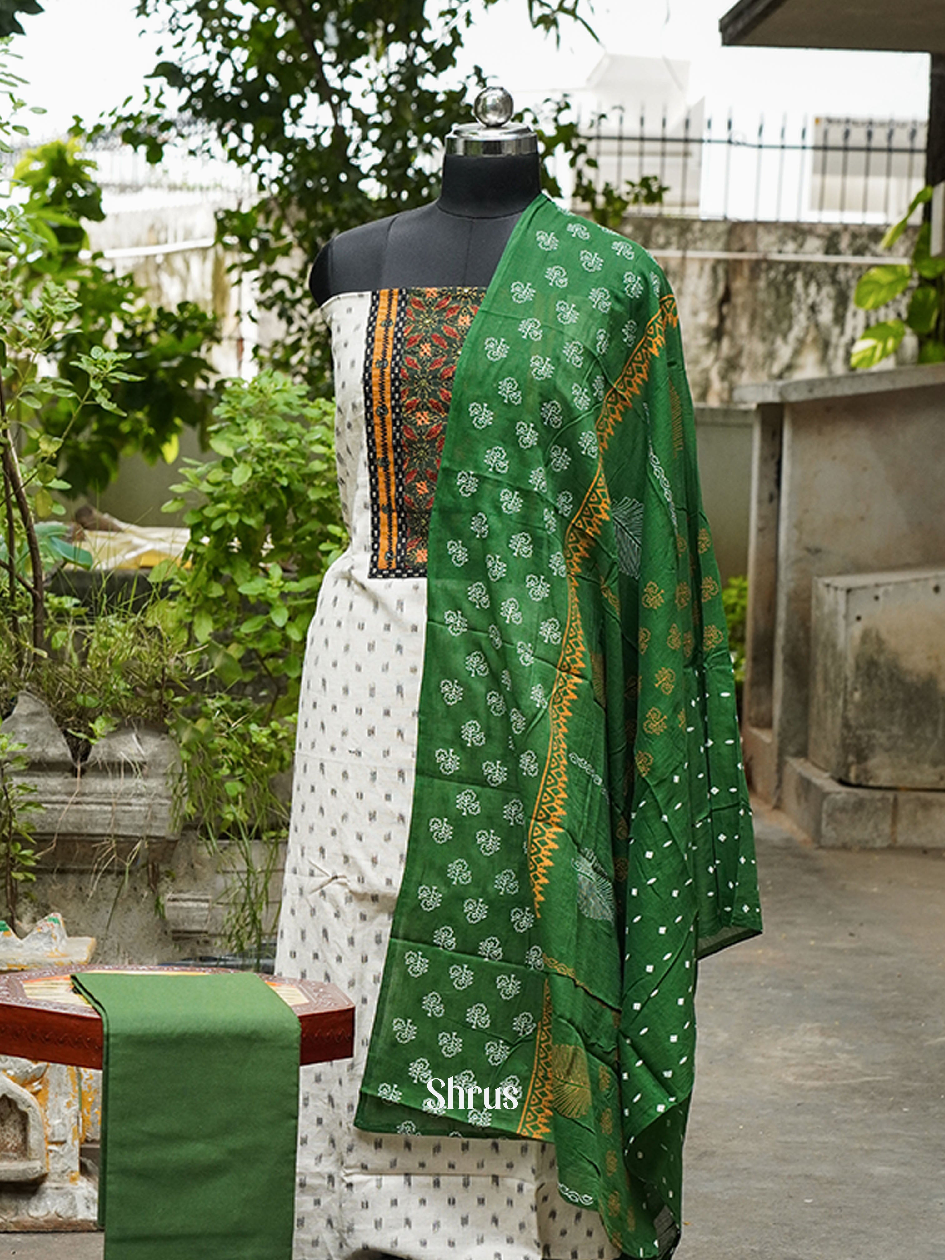 White & Green - Cotton salwar