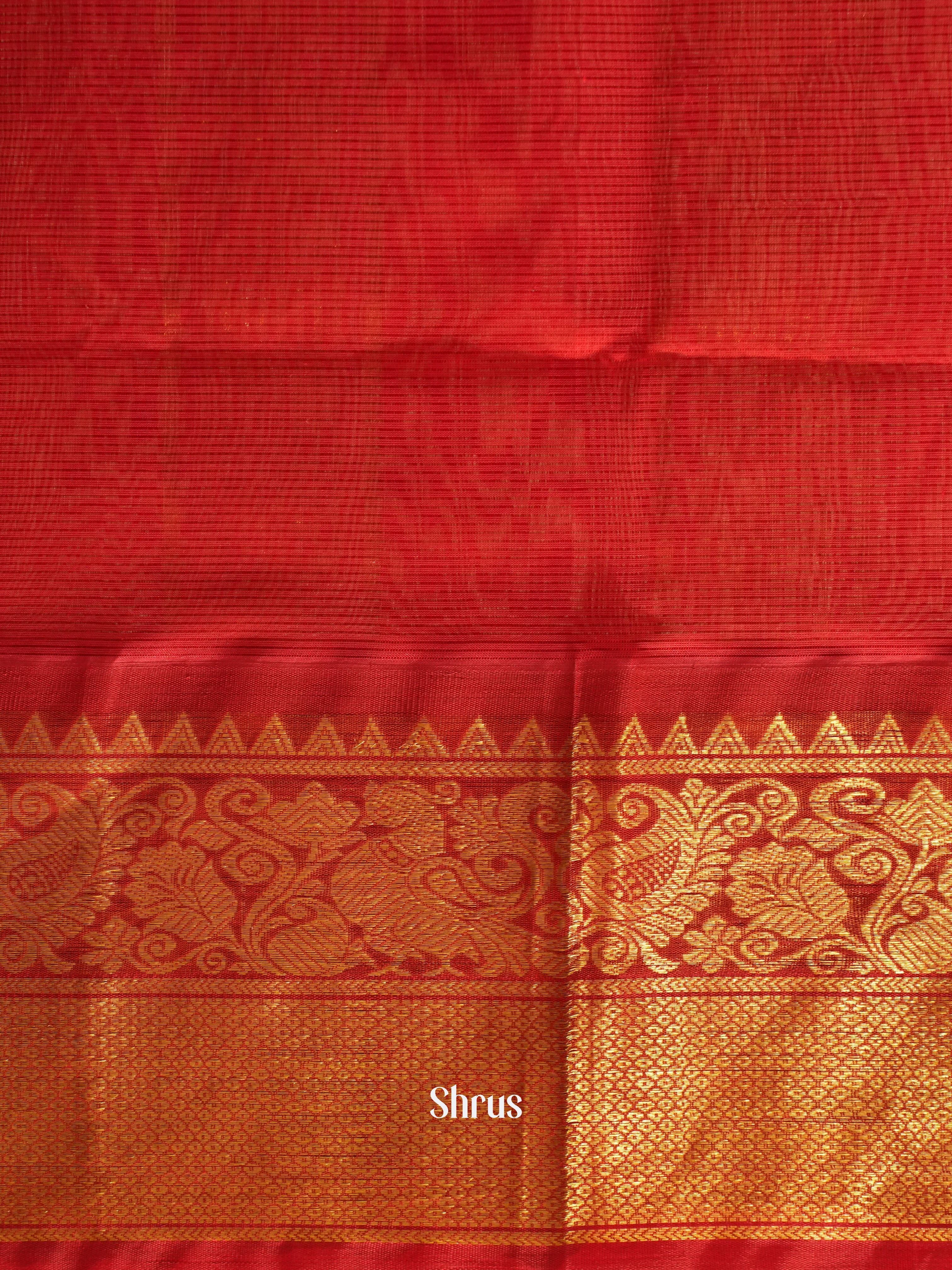 Cream & Red - Silk Cotton Saree